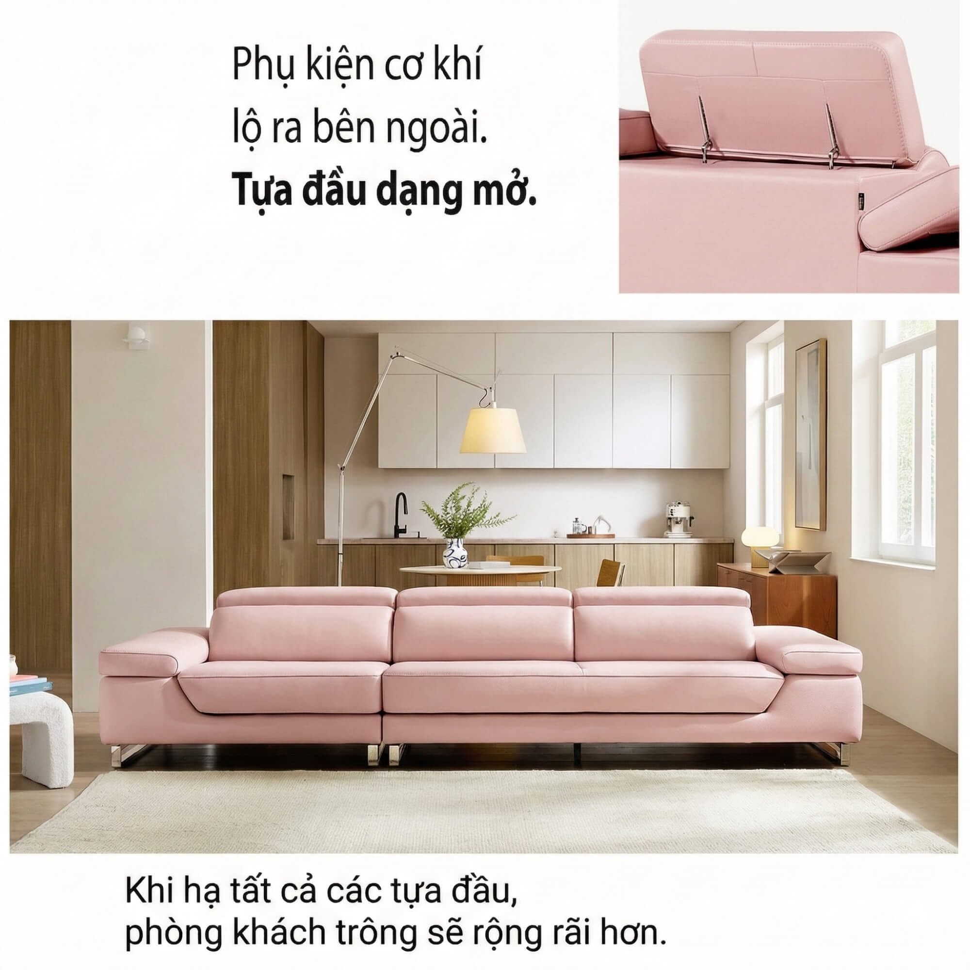 Sofa BEXLEY – Sofa Da 4 Chỗ Hiện Đại Thiết Kế Tựa Đầu Thông Minh Đẳng Cấp