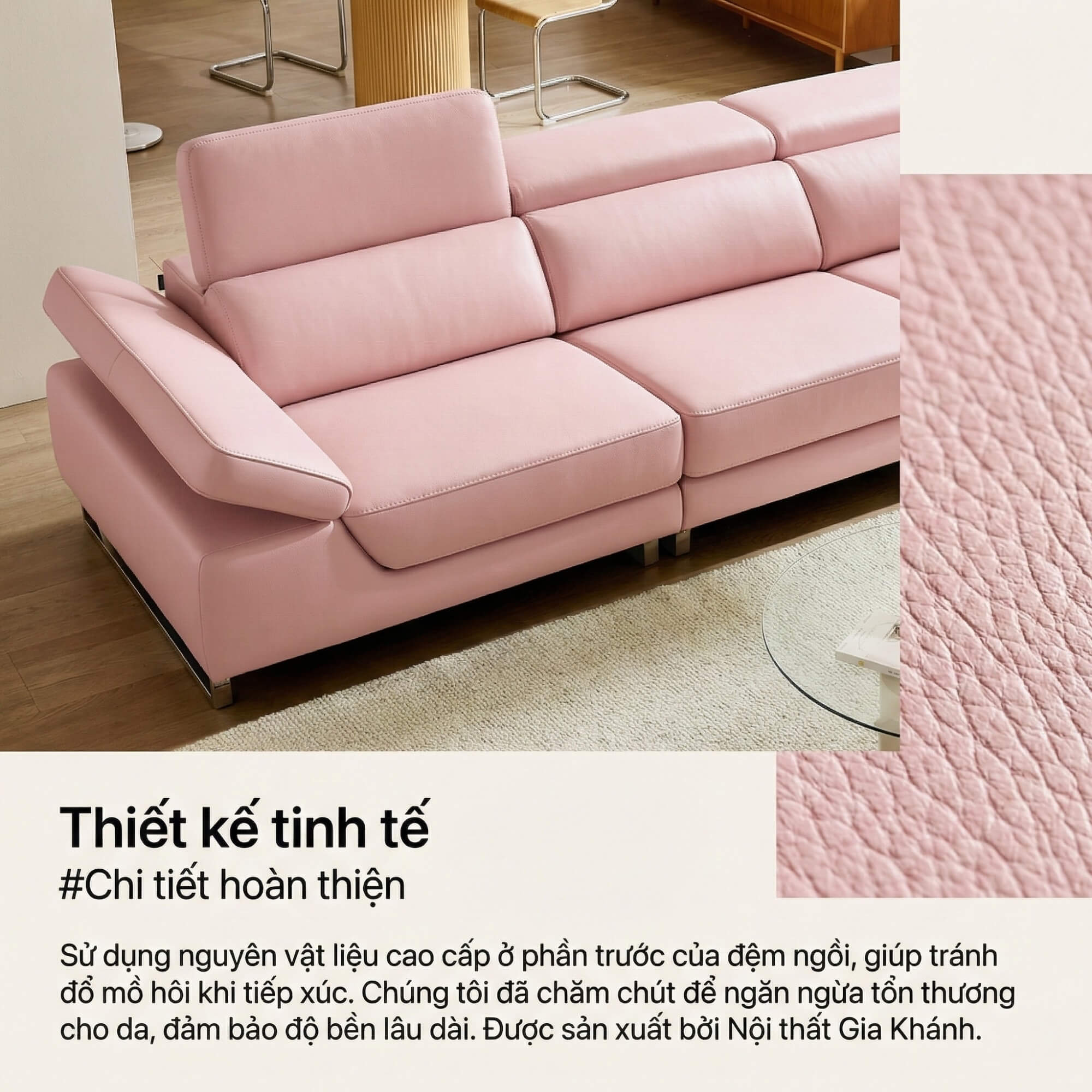 Sofa BEXLEY – Sofa Da 4 Chỗ Hiện Đại Thiết Kế Tựa Đầu Thông Minh Đẳng Cấp