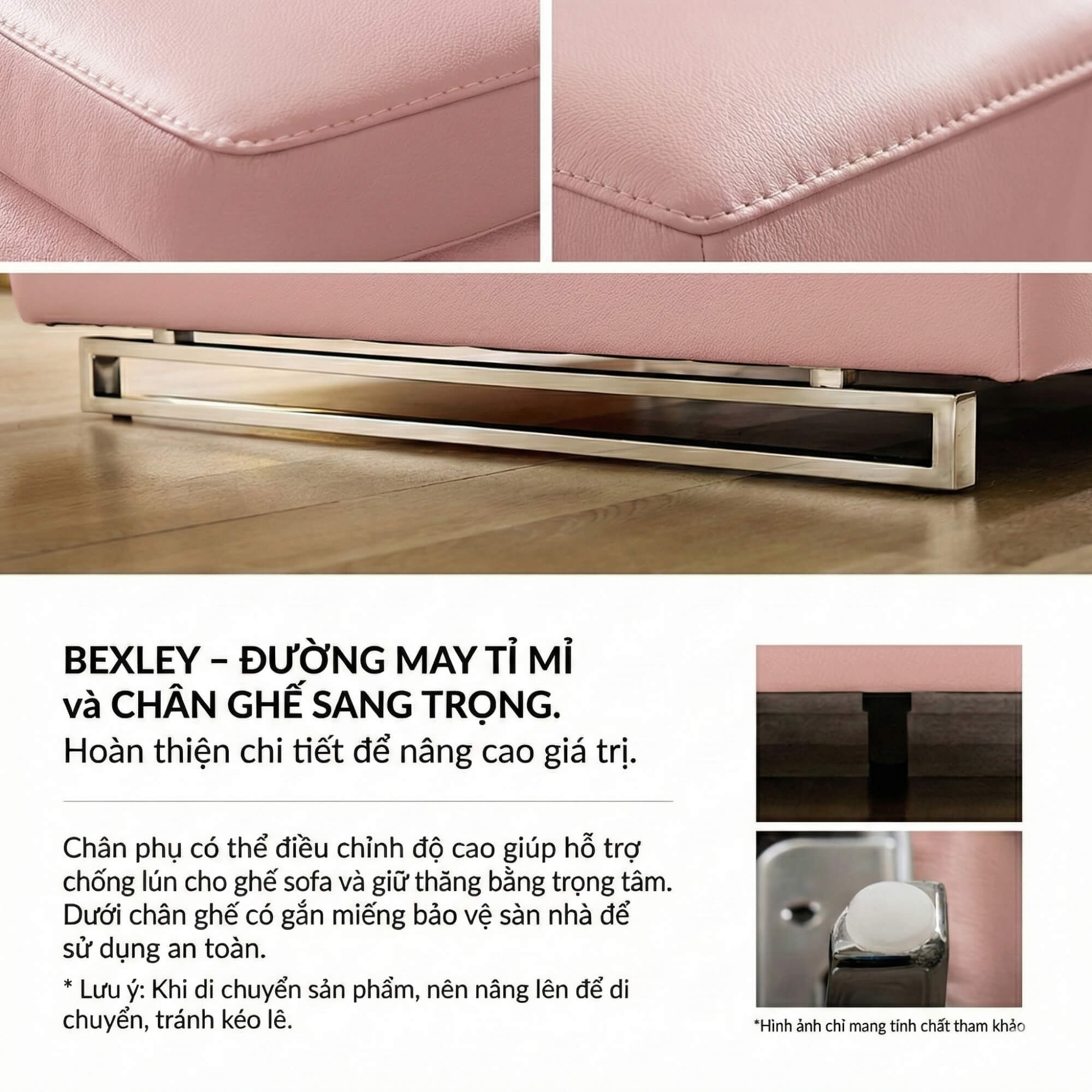 Sofa BEXLEY – Sofa Da 4 Chỗ Hiện Đại Thiết Kế Tựa Đầu Thông Minh Đẳng Cấp