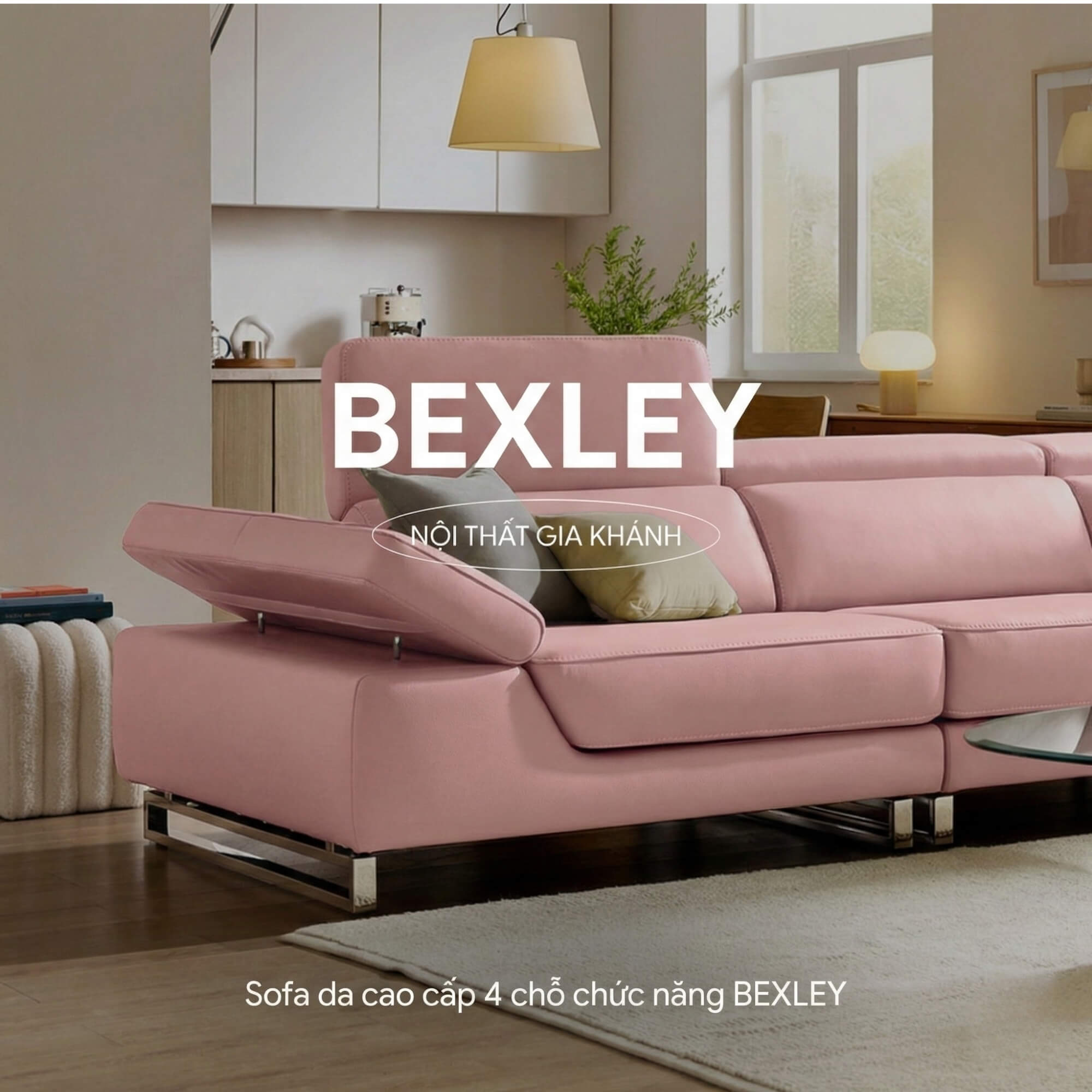 Sofa BEXLEY – Sofa Da 4 Chỗ Hiện Đại Thiết Kế Tựa Đầu Thông Minh Đẳng Cấp