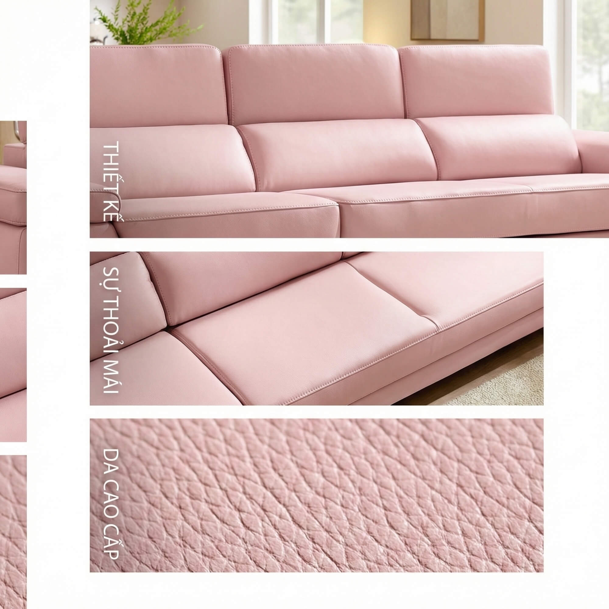 Sofa BEXLEY – Sofa Da 4 Chỗ Hiện Đại Thiết Kế Tựa Đầu Thông Minh Đẳng Cấp