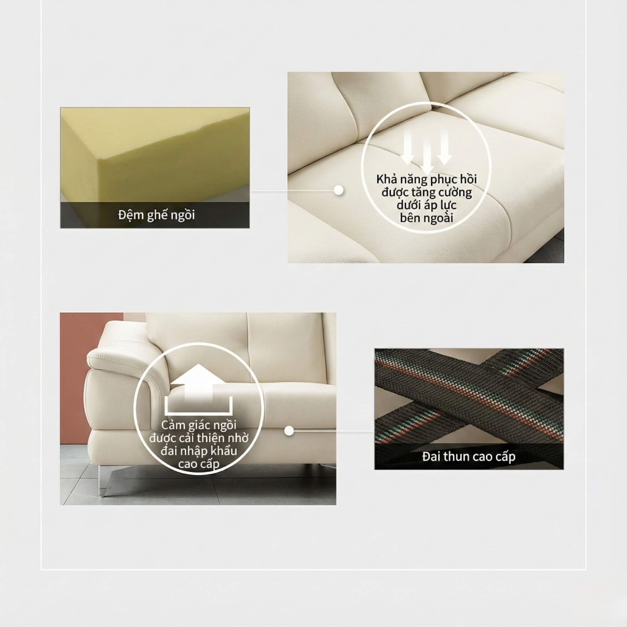 Sofa BLUEPRINT - Sofa Băng Bọc Da Bắc Âu Thiết Kế Tối Giản Tinh Tế