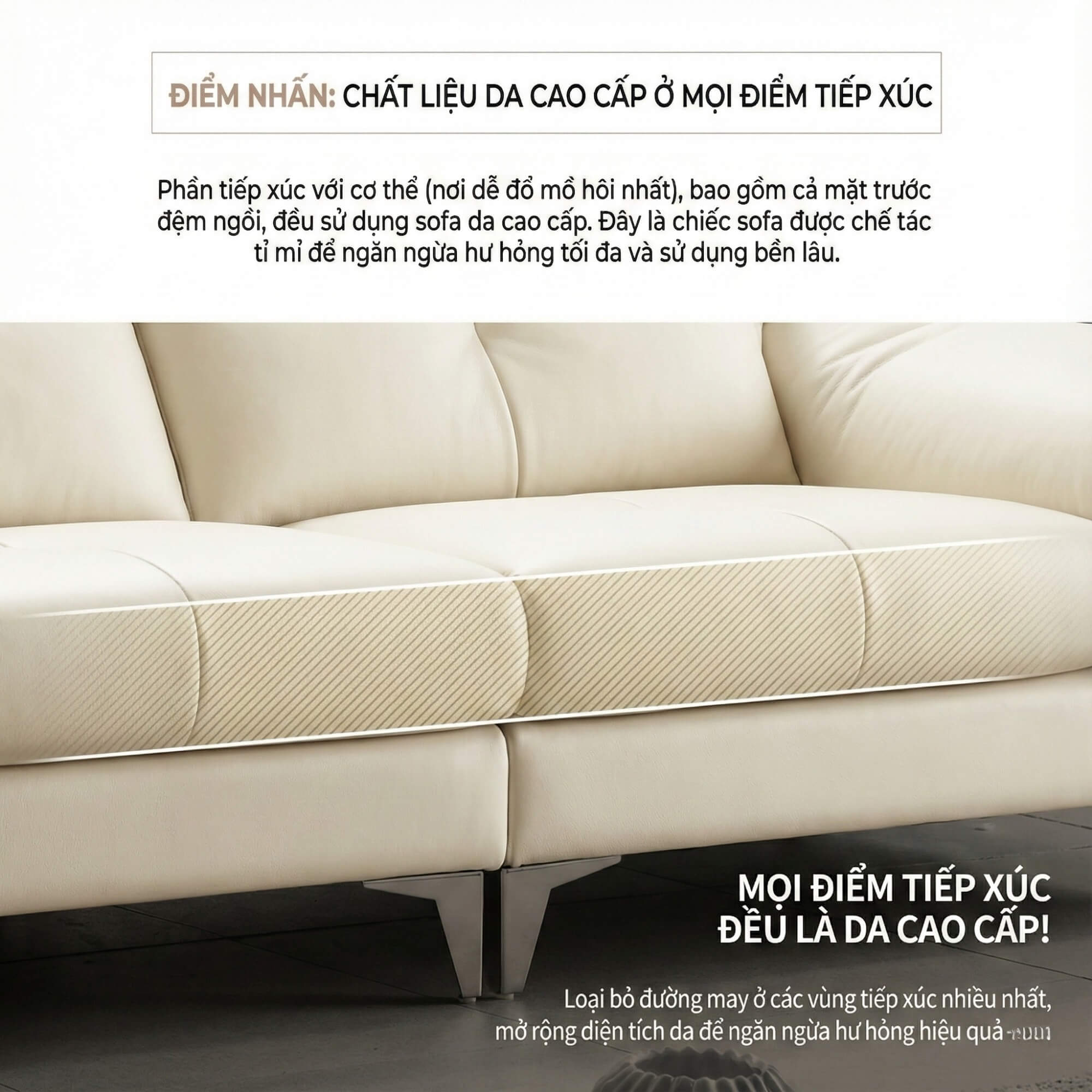 Sofa BLUEPRINT - Sofa Băng Bọc Da Bắc Âu Thiết Kế Tối Giản Tinh Tế