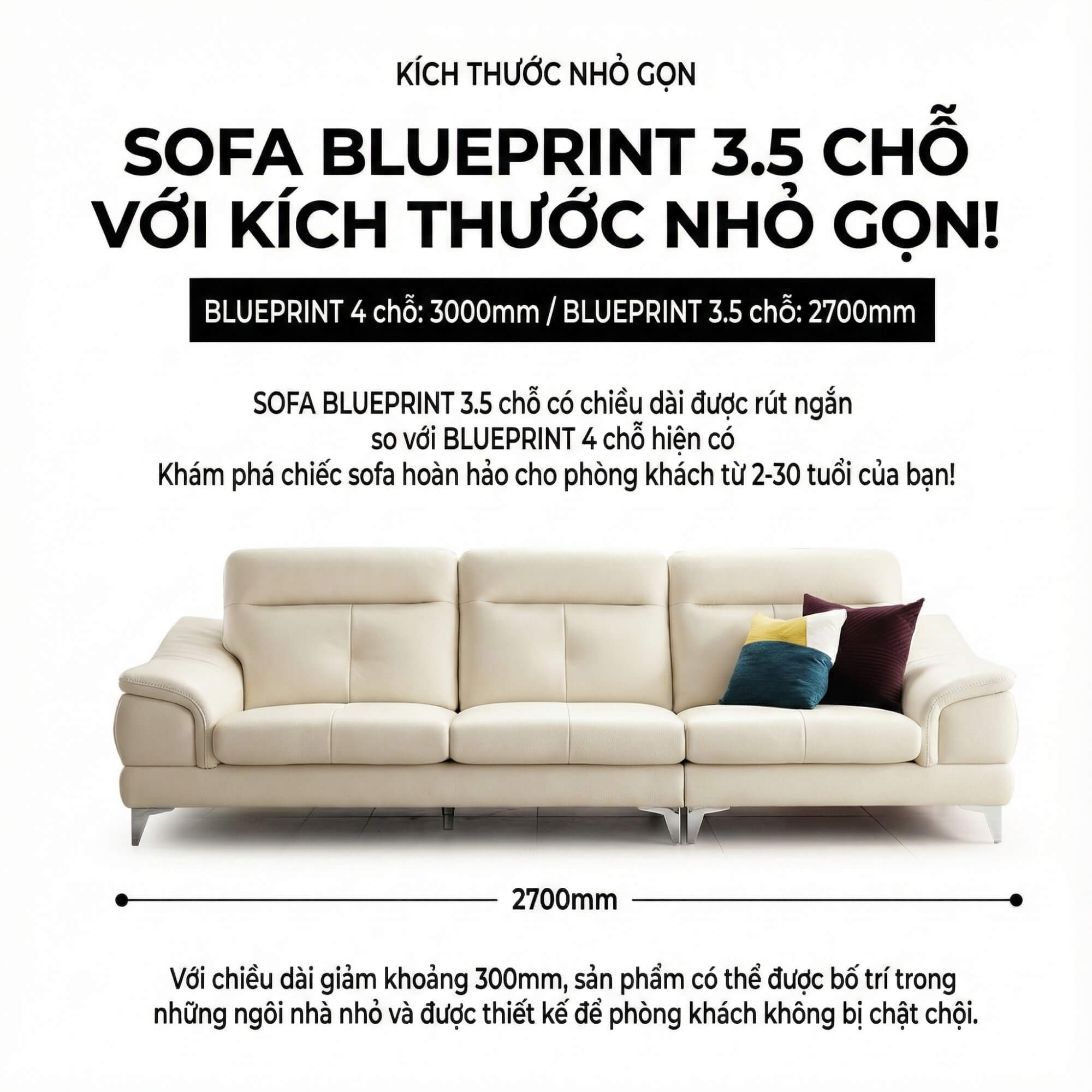 Sofa BLUEPRINT - Sofa Băng Bọc Da Bắc Âu Thiết Kế Tối Giản Tinh Tế