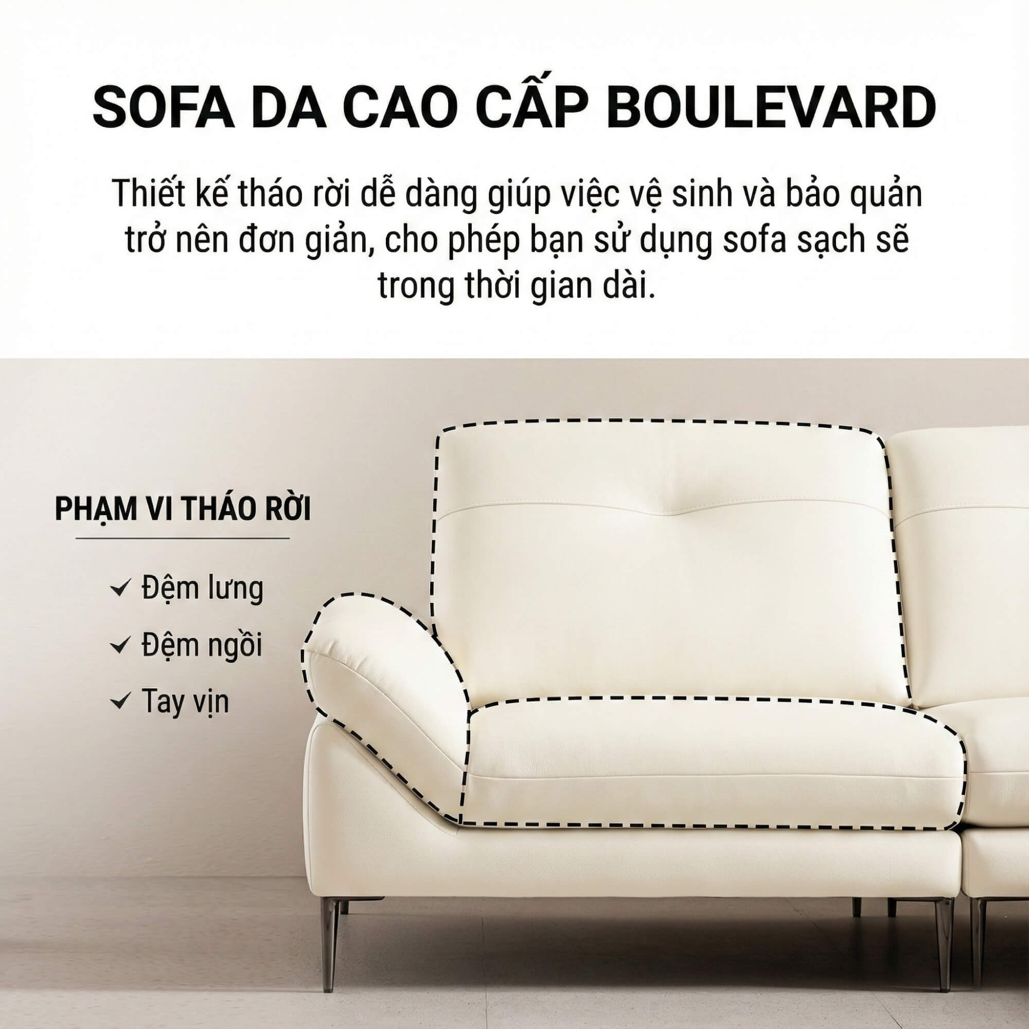 Sofa Boulevard – Bộ Sofa Hiện Đại Bọc Da Cao Cấp Mô-đun Tự Do