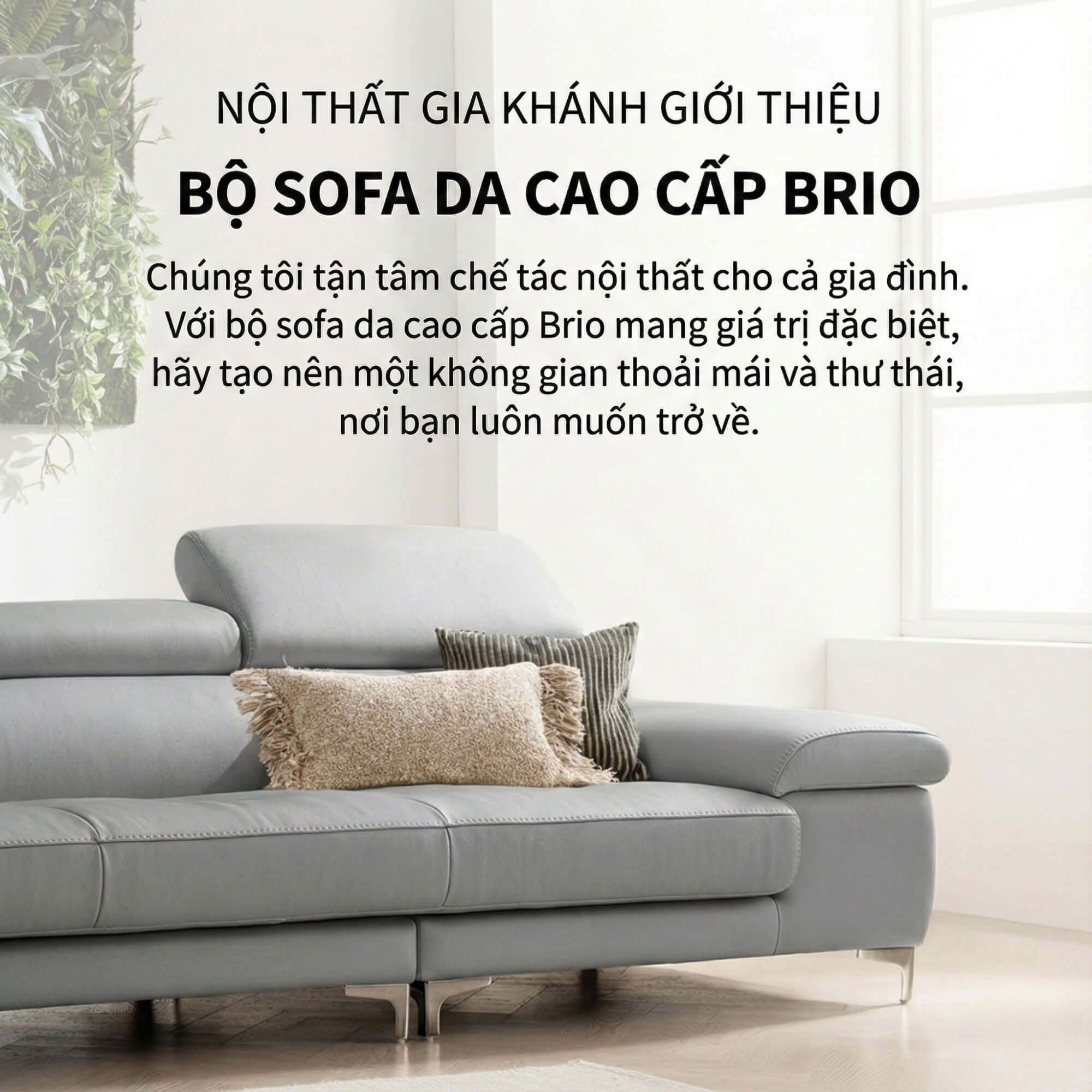 Sofa BRIO – Sofa Da Dáng Văng Hiện Đại Đa Chức Năng Tựa Đầu Điều Chỉnh