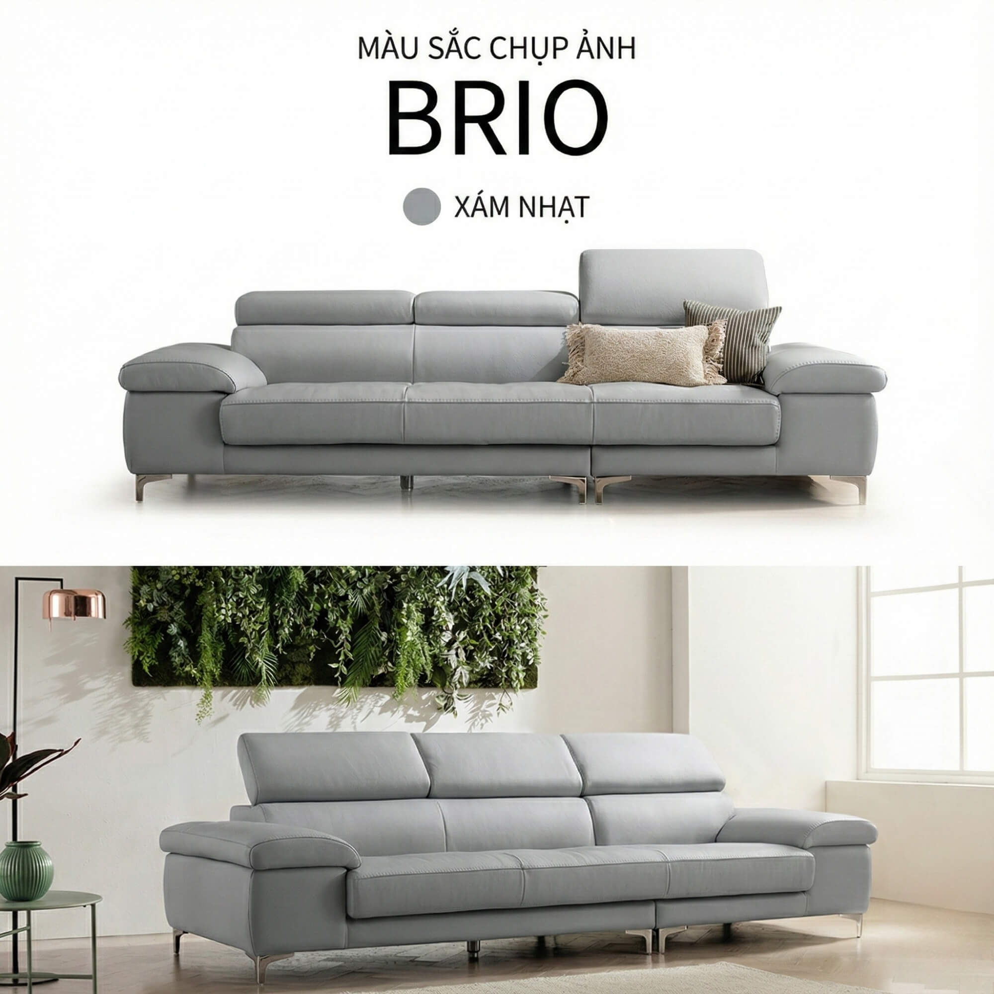 Sofa BRIO – Sofa Da Dáng Văng Hiện Đại Đa Chức Năng Tựa Đầu Điều Chỉnh