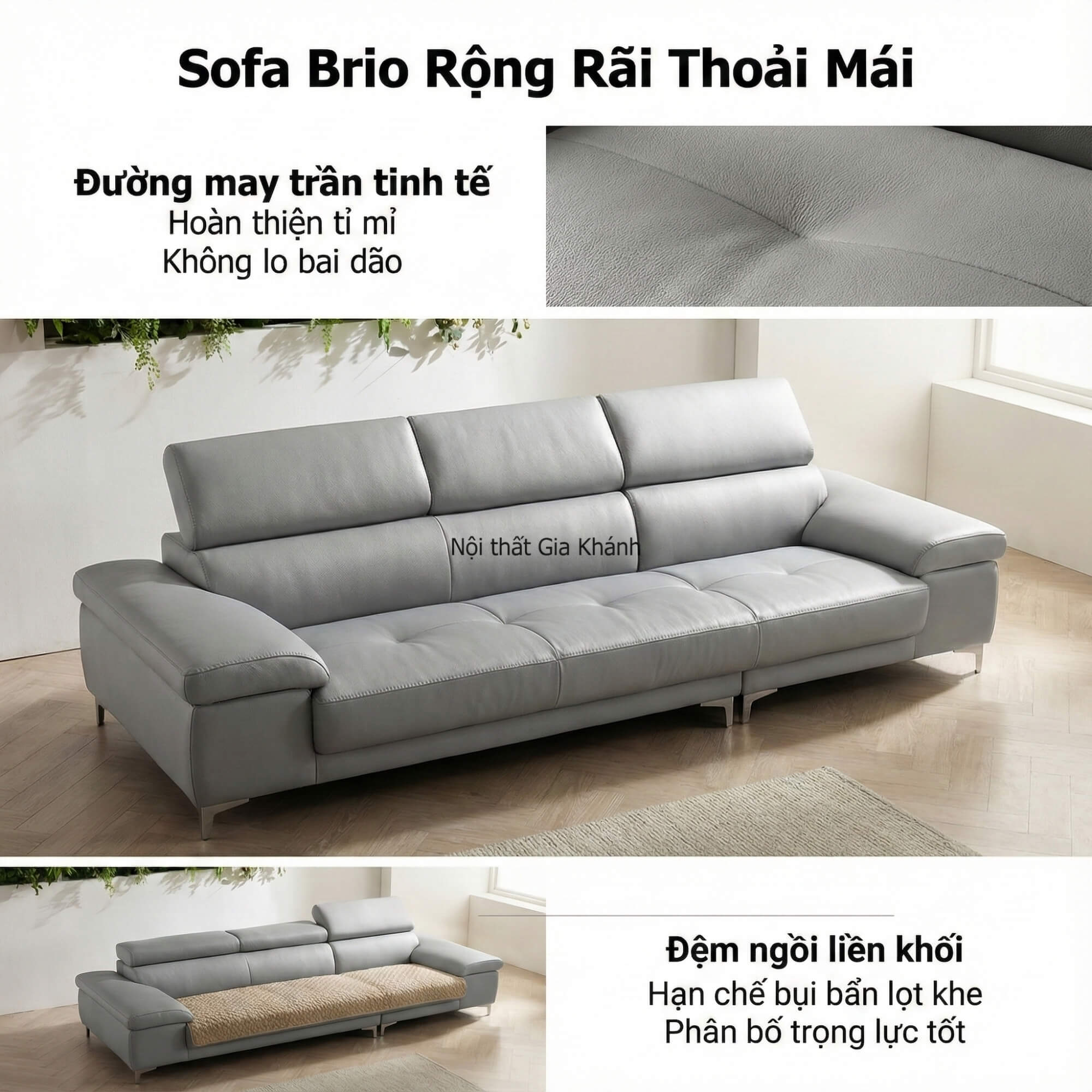 Sofa BRIO – Sofa Da Dáng Văng Hiện Đại Đa Chức Năng Tựa Đầu Điều Chỉnh