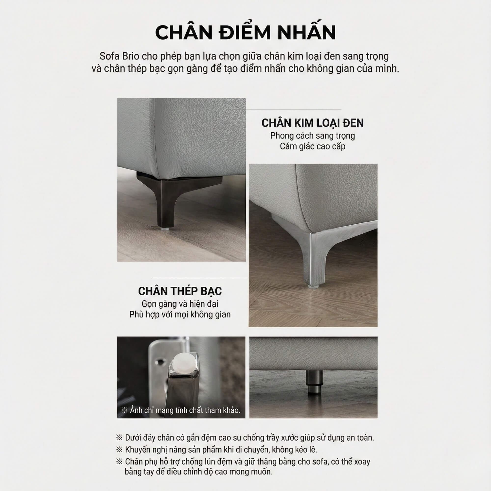 Sofa BRIO – Sofa Da Dáng Văng Hiện Đại Đa Chức Năng Tựa Đầu Điều Chỉnh