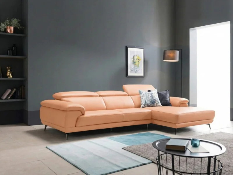 Sofa CENTERRA - Sofa Góc Bọc Da Thiết Kế Tựa Đầu Thông Minh