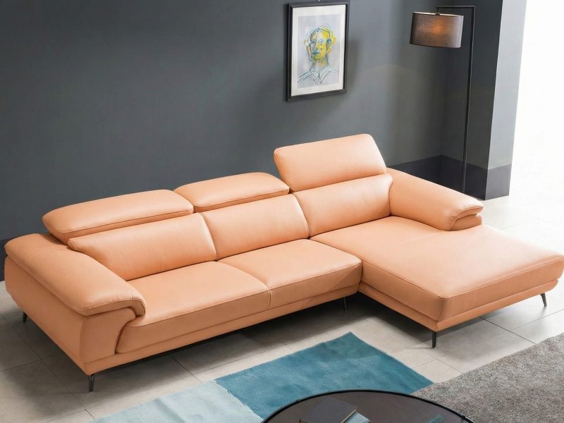 Sofa CENTERRA - Sofa Góc Bọc Da Thiết Kế Tựa Đầu Thông Minh