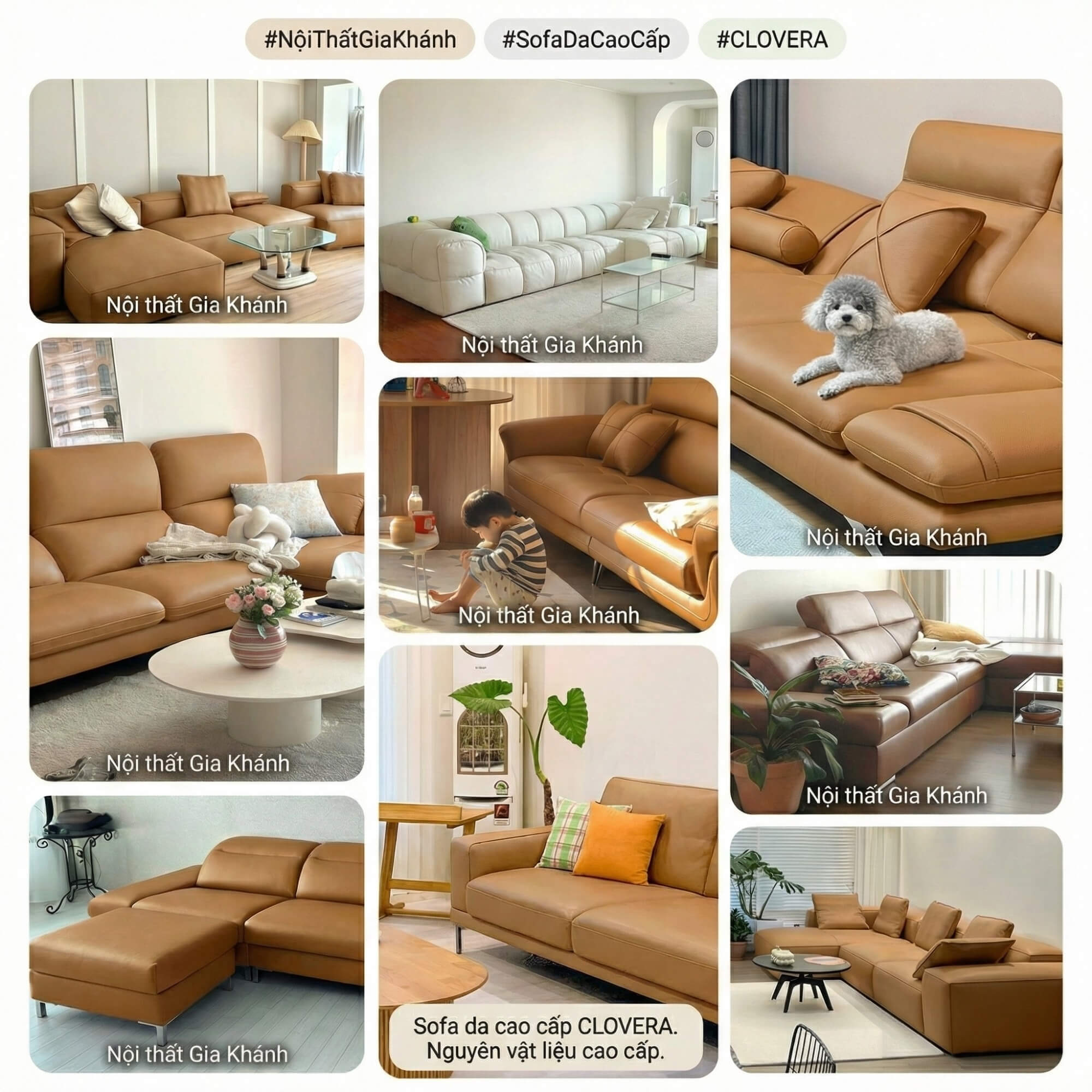 Sofa CLOVERA - Sofa Băng Bọc Da Tay Vịn Thấp Thư Giãn