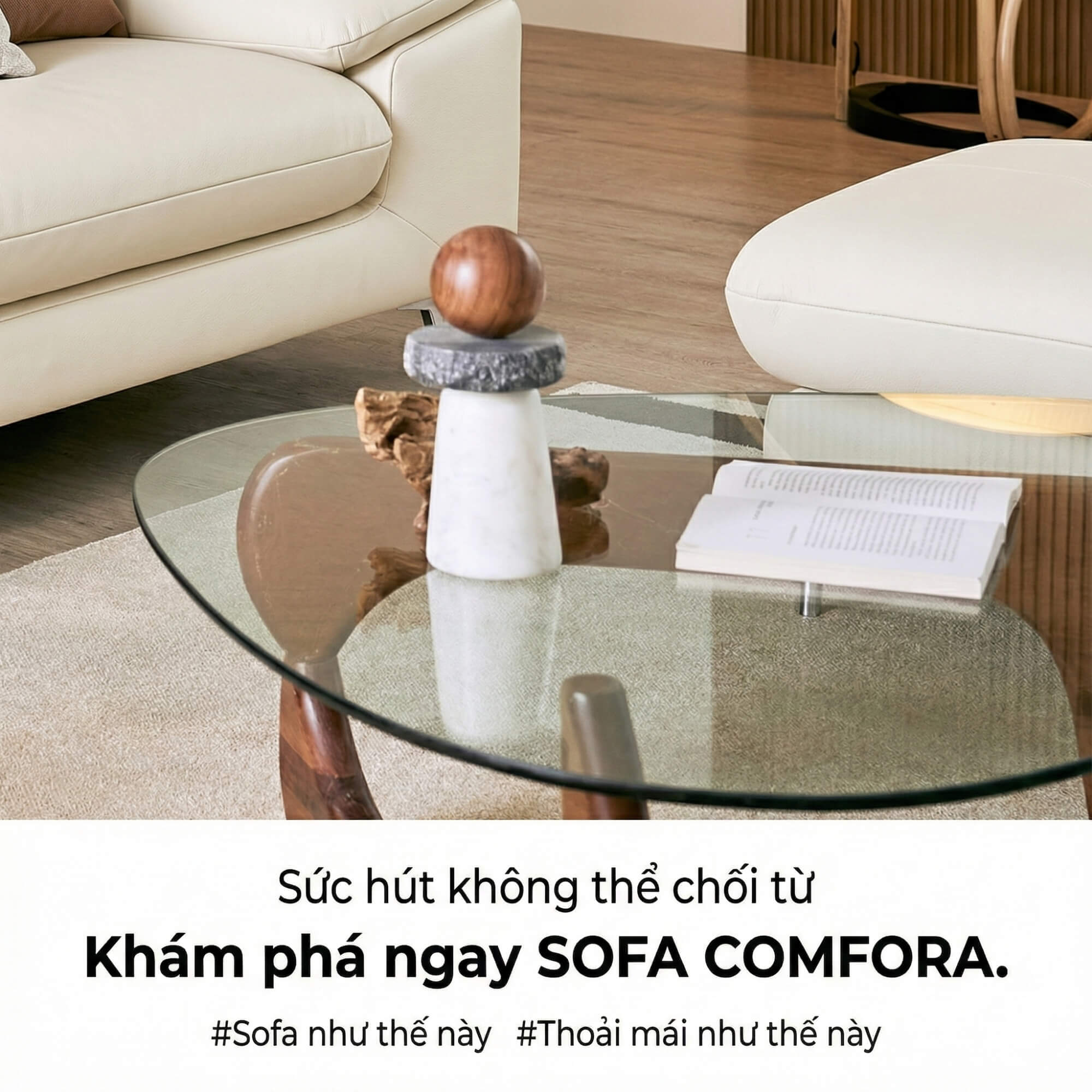 Sofa COMFORA - Sofa Băng Cao Cấp Tinh Tế Tay Vịn Thấp Thoải Mái