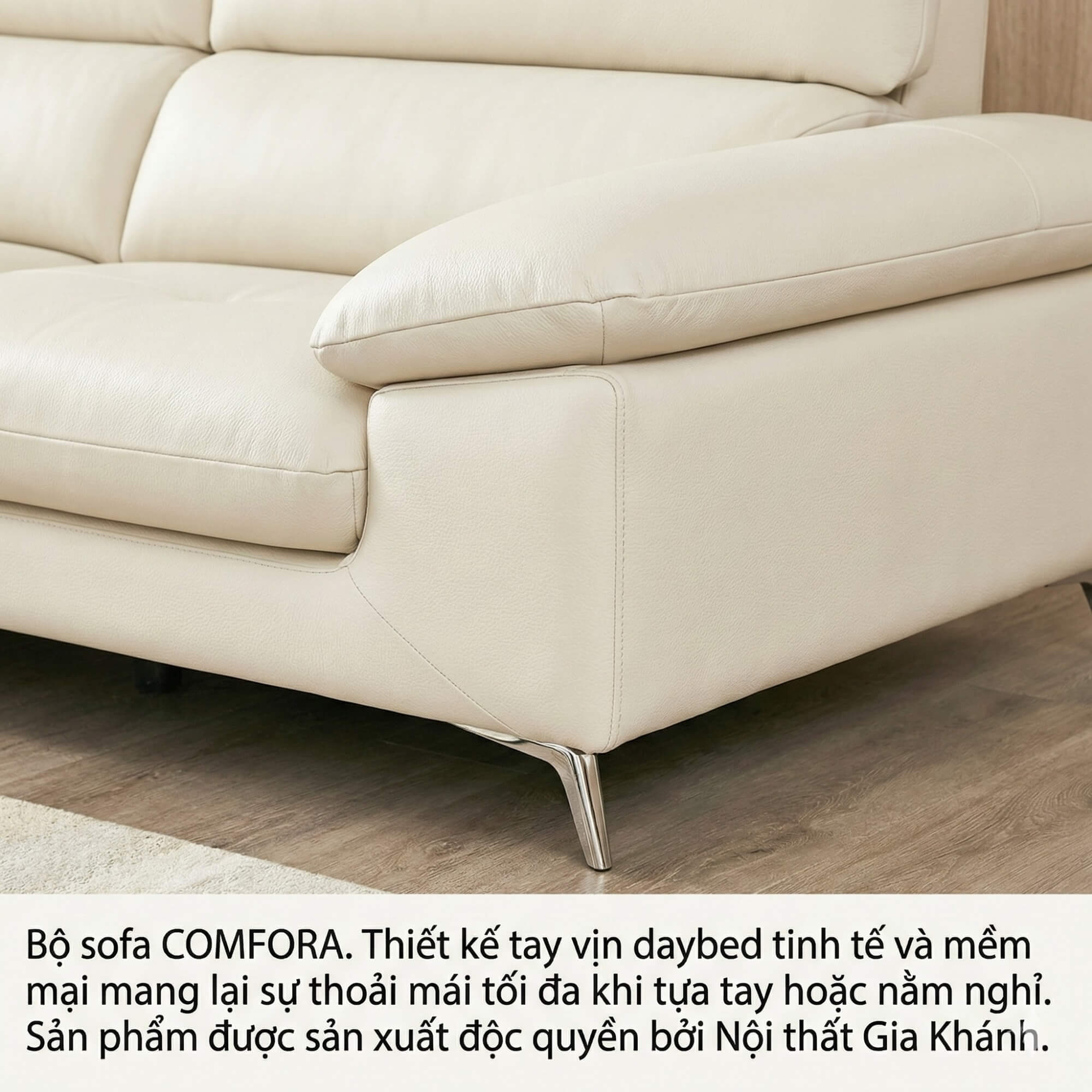 Sofa COMFORA - Sofa Băng Cao Cấp Tinh Tế Tay Vịn Thấp Thoải Mái