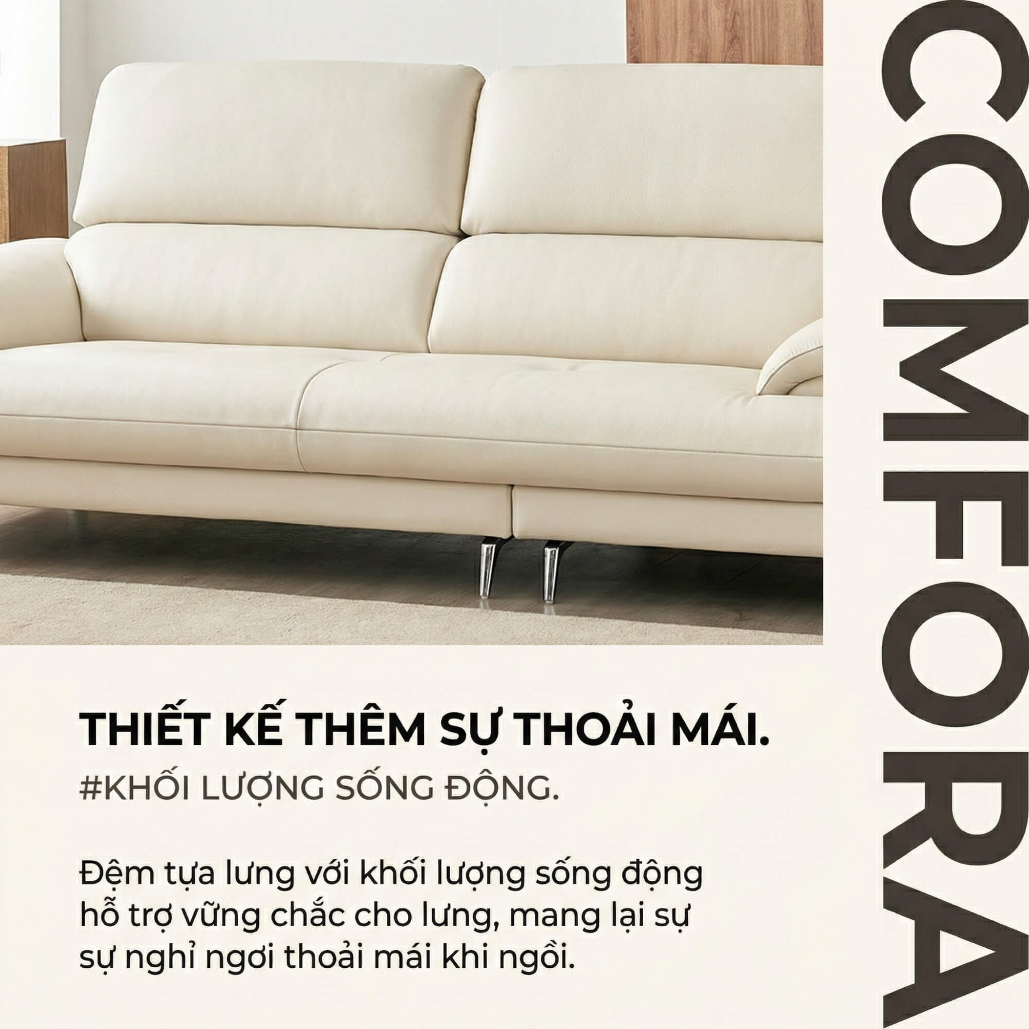 Sofa COMFORA - Sofa Băng Cao Cấp Tinh Tế Tay Vịn Thấp Thoải Mái