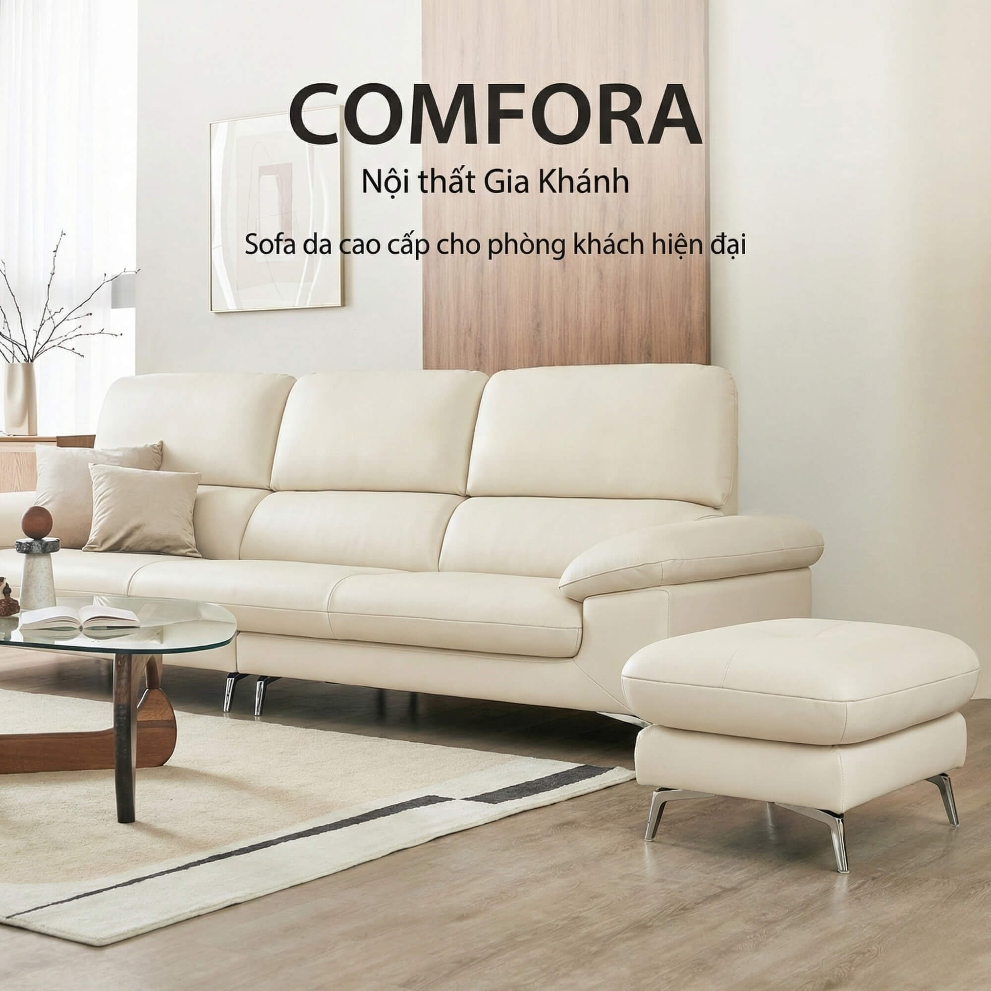 Sofa COMFORA - Sofa Băng Cao Cấp Tinh Tế Tay Vịn Thấp Thoải Mái