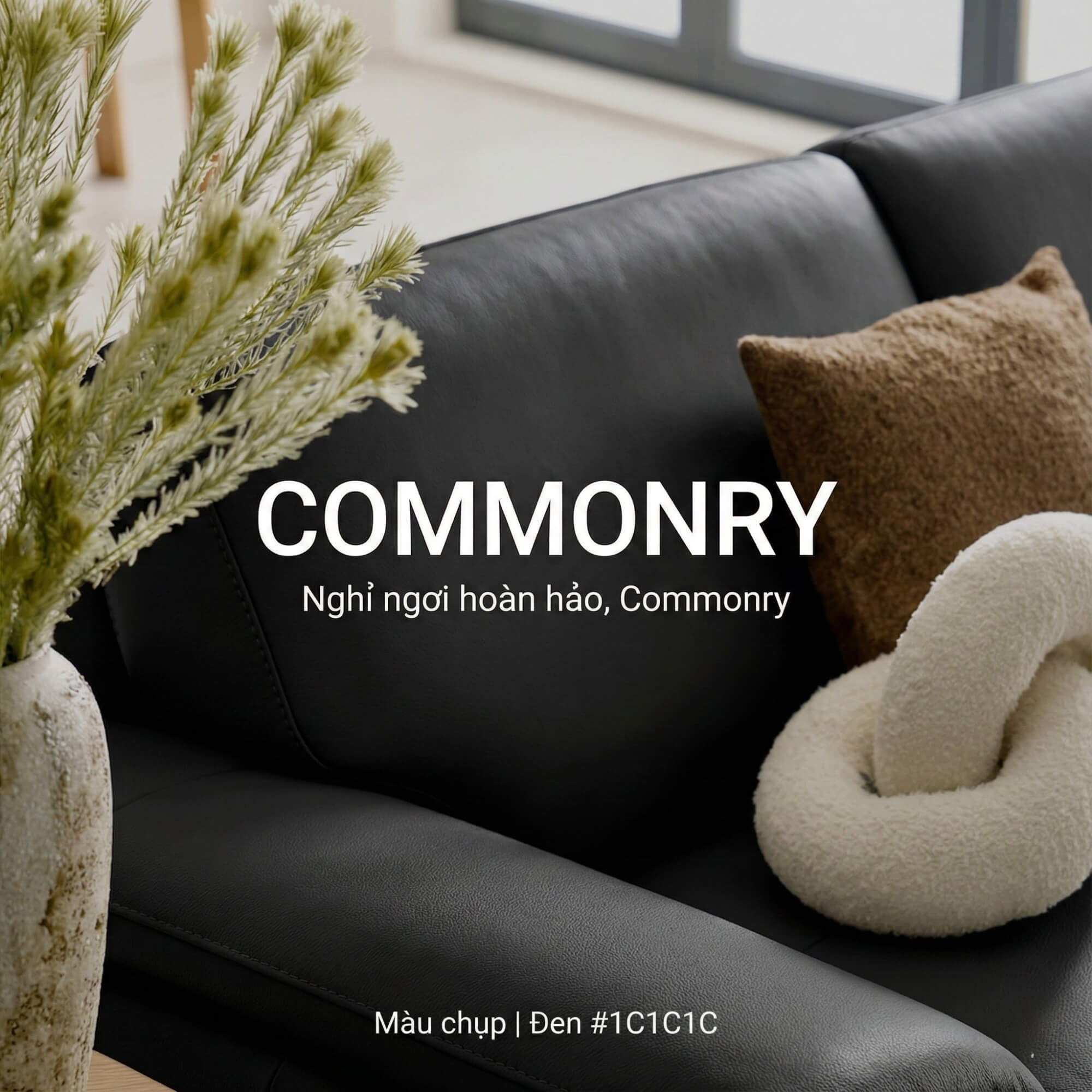 Sofa COMMONRY - Sofa Băng Bọc Da Tay Vịn Thấp Cho Cơ Thể Nghỉ Ngơi