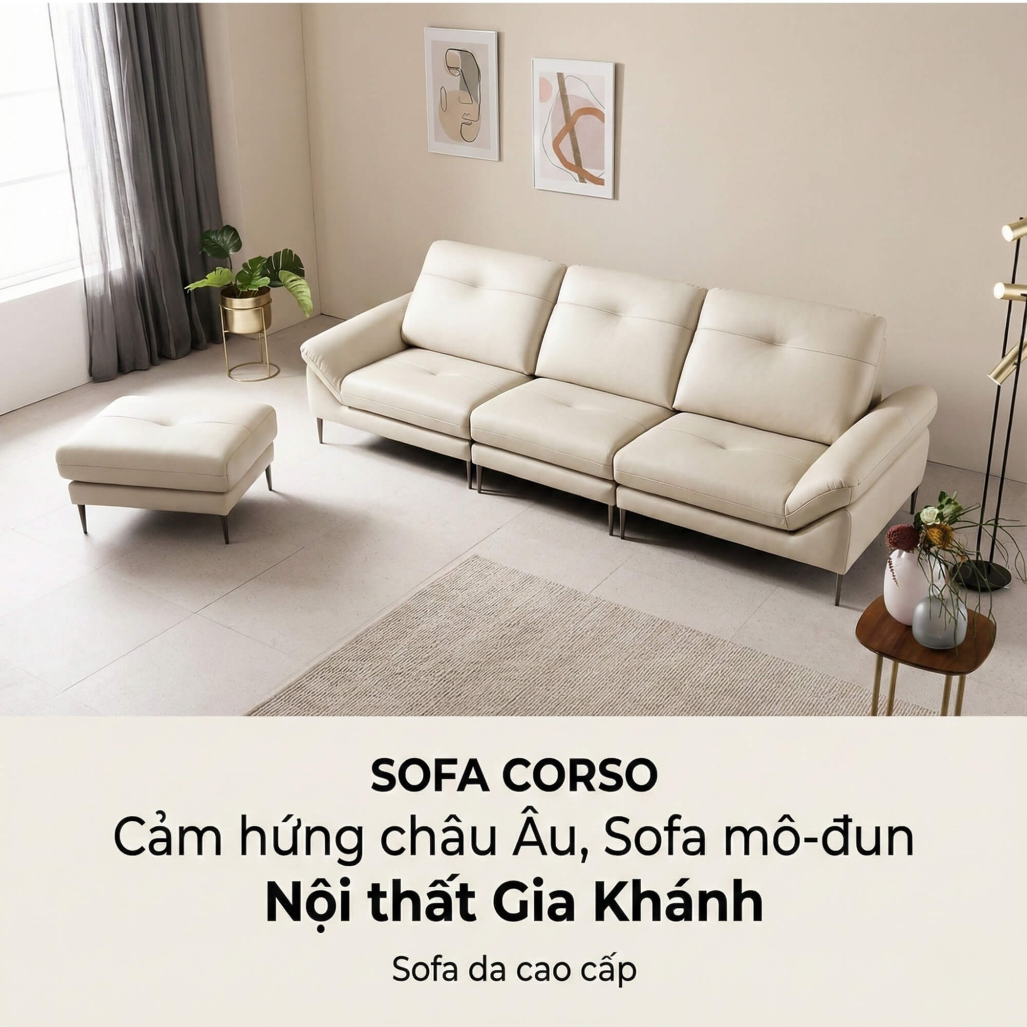 Sofa CORSO – Sofa Băng Module Hiện Đại Bọc Da Tự Do Tùy Biến