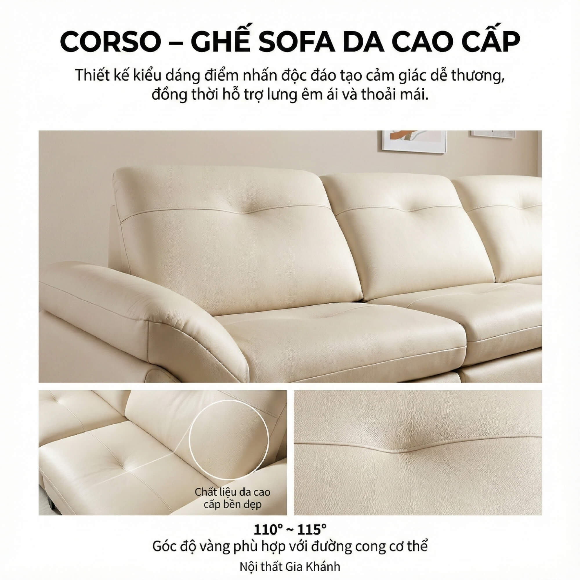 Sofa CORSO – Sofa Băng Module Hiện Đại Bọc Da Tự Do Tùy Biến