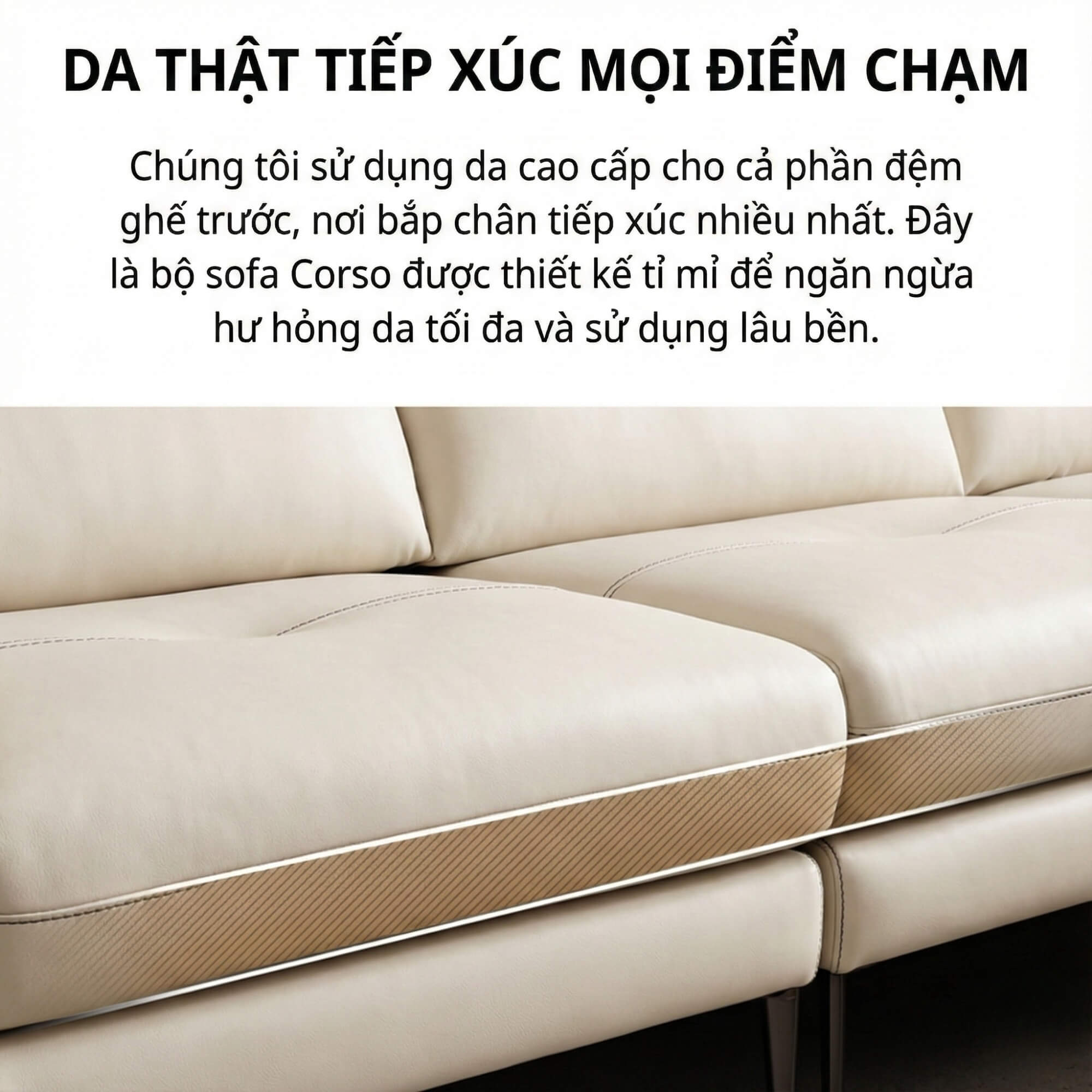 Sofa CORSO – Sofa Băng Module Hiện Đại Bọc Da Tự Do Tùy Biến