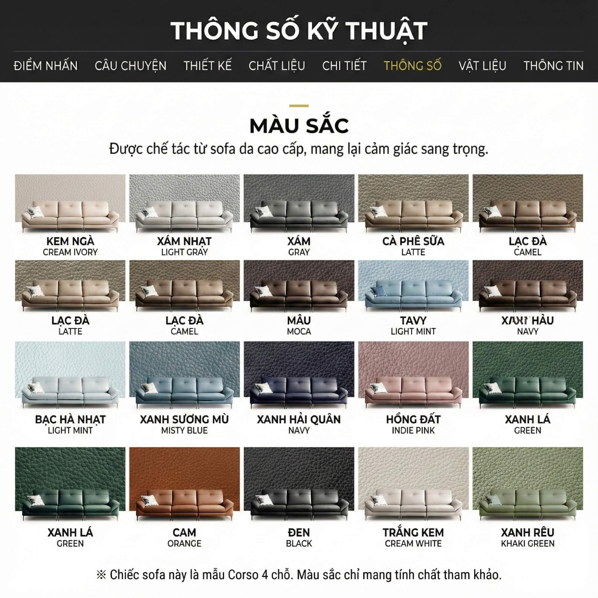 Sofa CORSO – Sofa Băng Module Hiện Đại Bọc Da Tự Do Tùy Biến