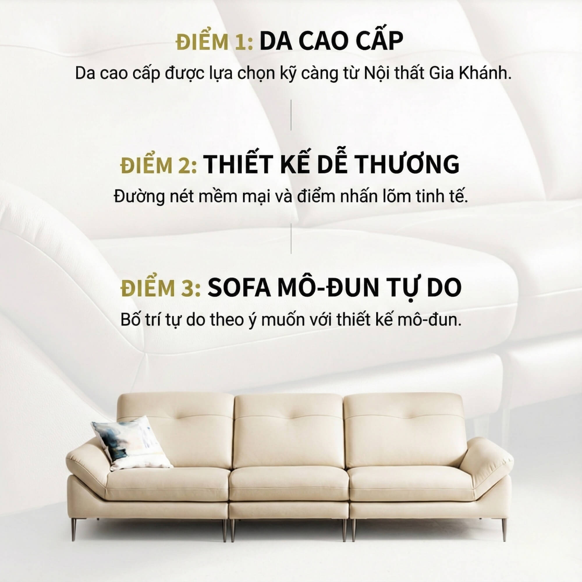 Sofa CORSO – Sofa Băng Module Hiện Đại Bọc Da Tự Do Tùy Biến
