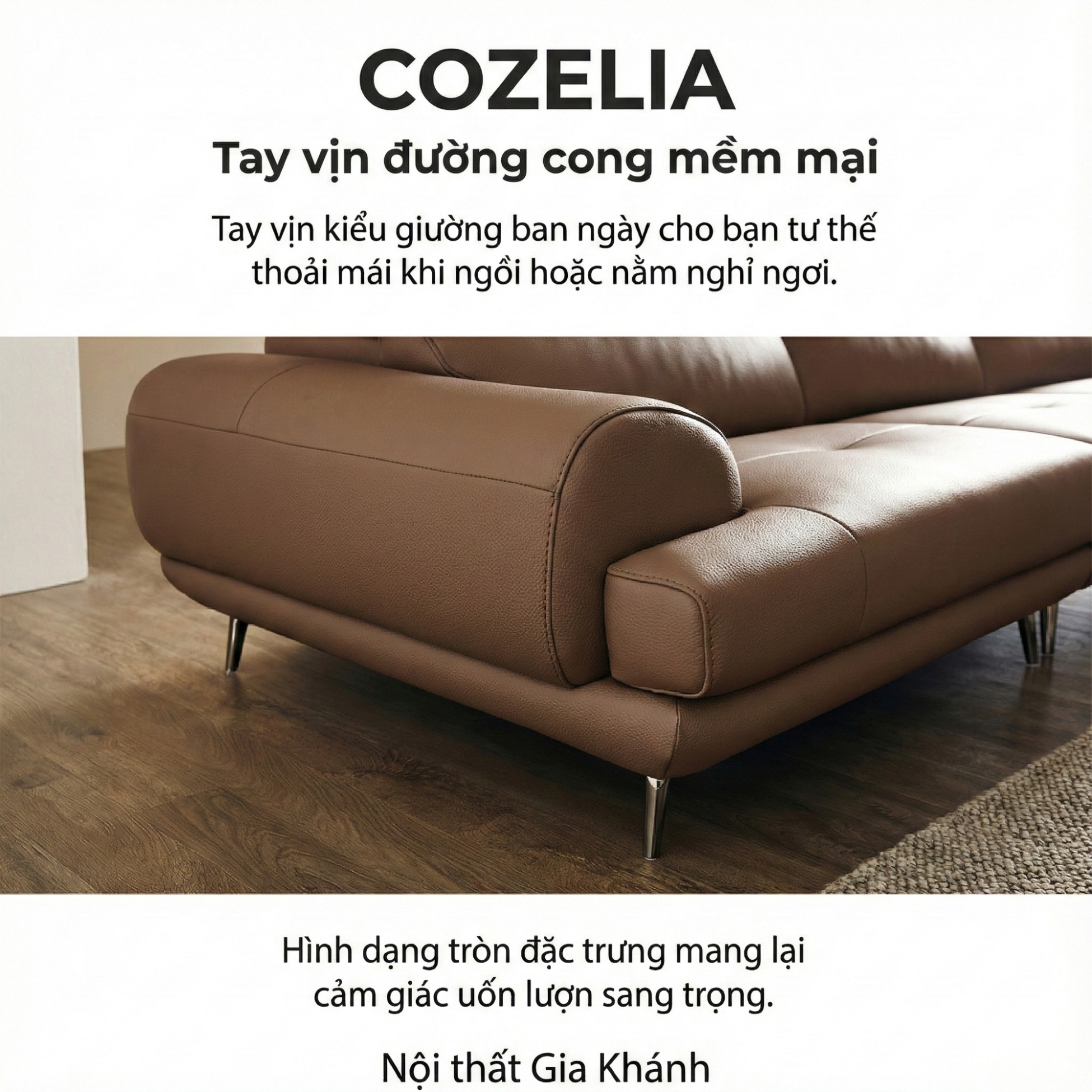 Sofa COZELIA - Sofa Góc Bọc Da Với Tựa Lưng Đa Năng Hiện Đại