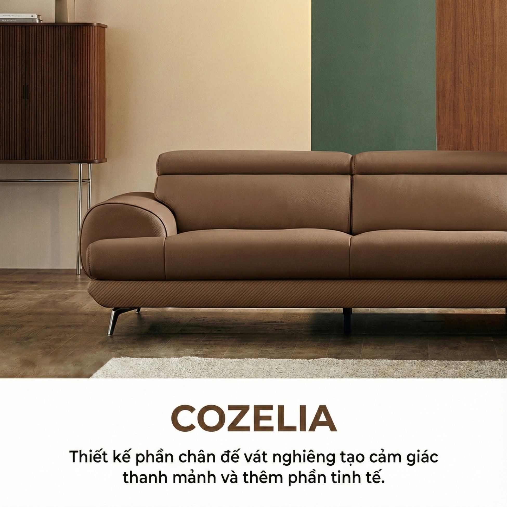 Sofa COZELIA - Sofa Góc Bọc Da Với Tựa Lưng Đa Năng Hiện Đại