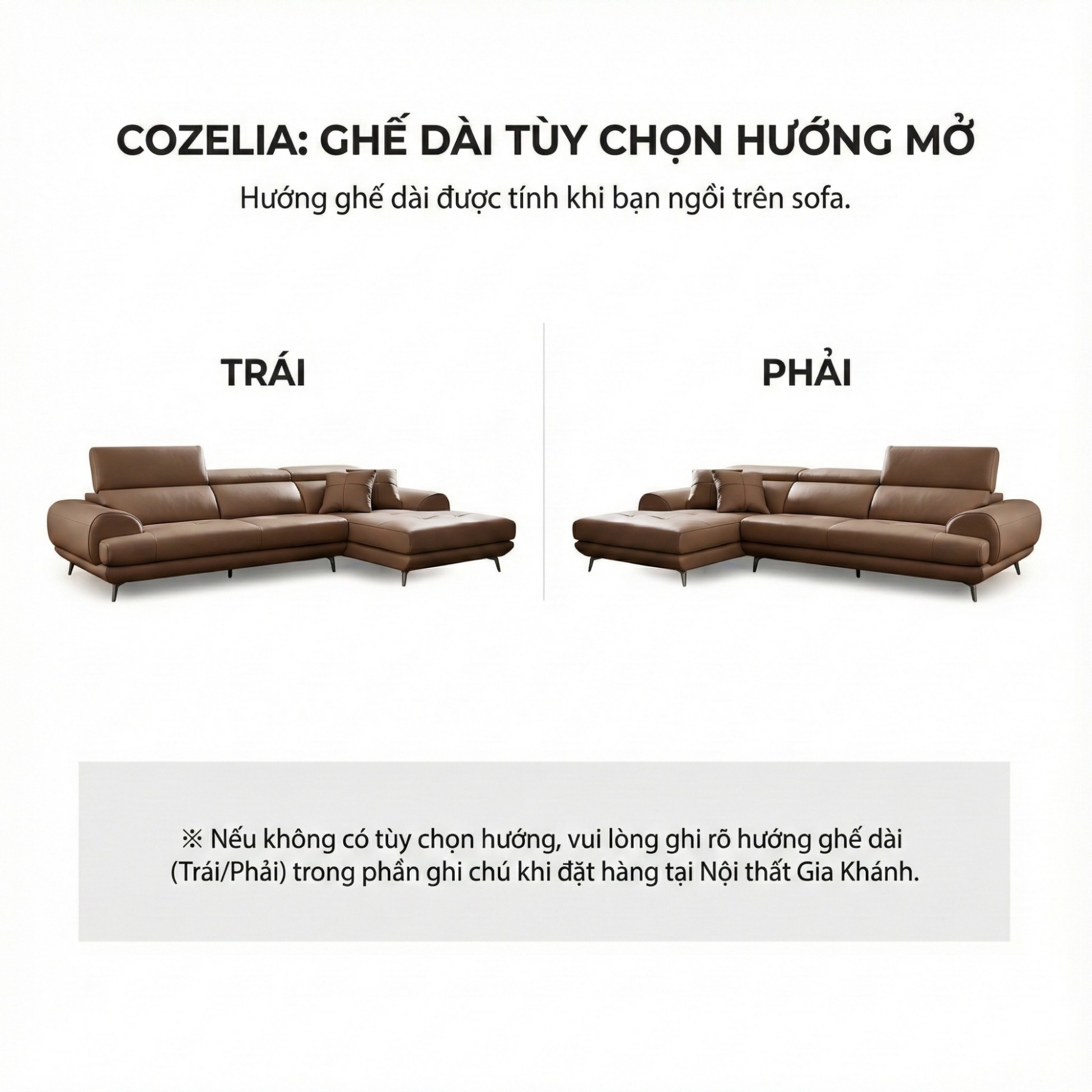 Sofa COZELIA - Sofa Góc Bọc Da Với Tựa Lưng Đa Năng Hiện Đại