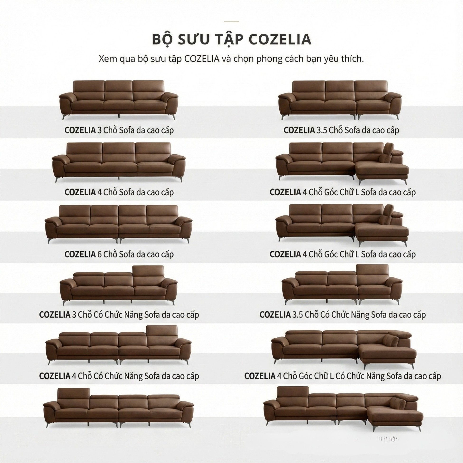 Sofa COZELIA - Sofa Góc Bọc Da Với Tựa Lưng Đa Năng Hiện Đại