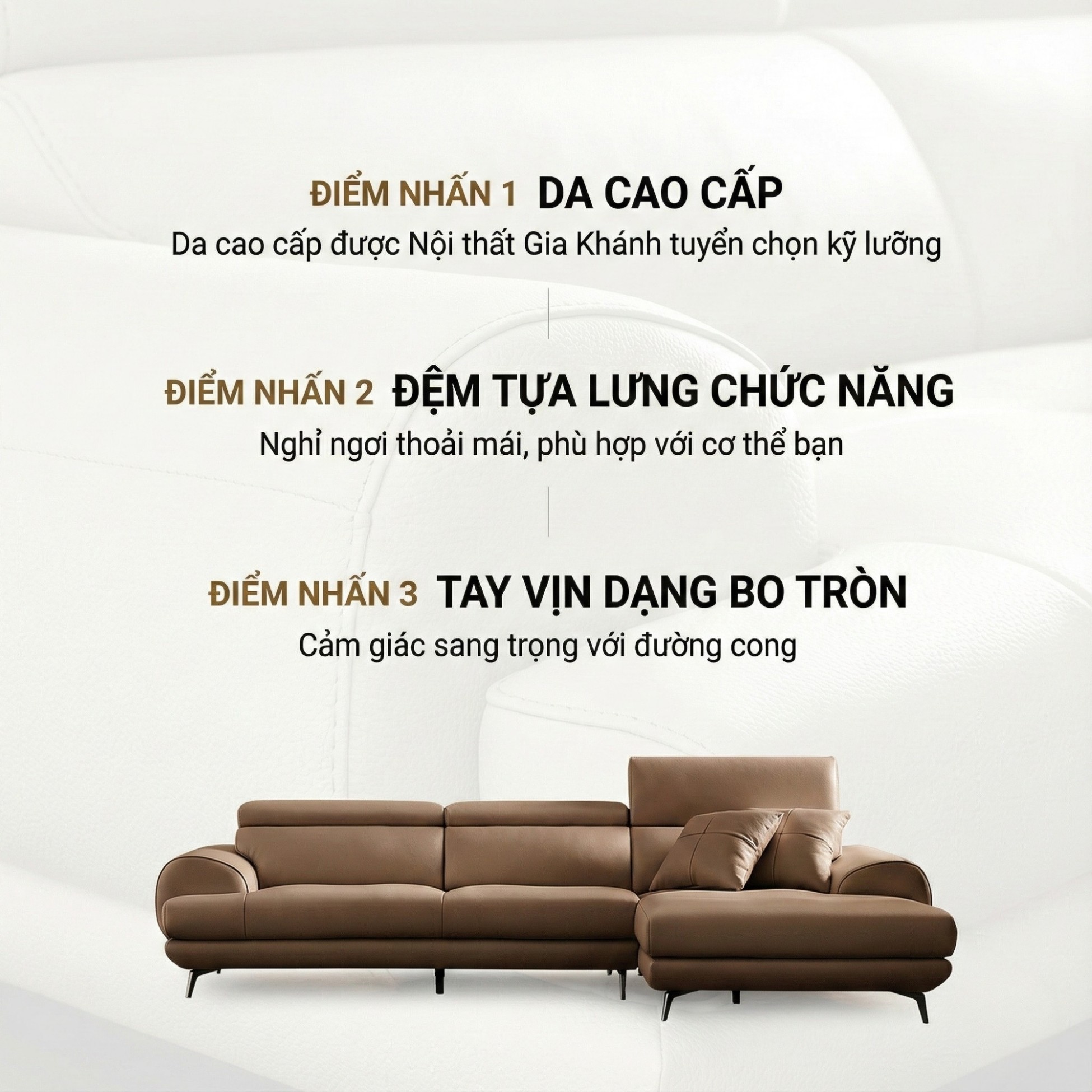Sofa COZELIA - Sofa Góc Bọc Da Với Tựa Lưng Đa Năng Hiện Đại