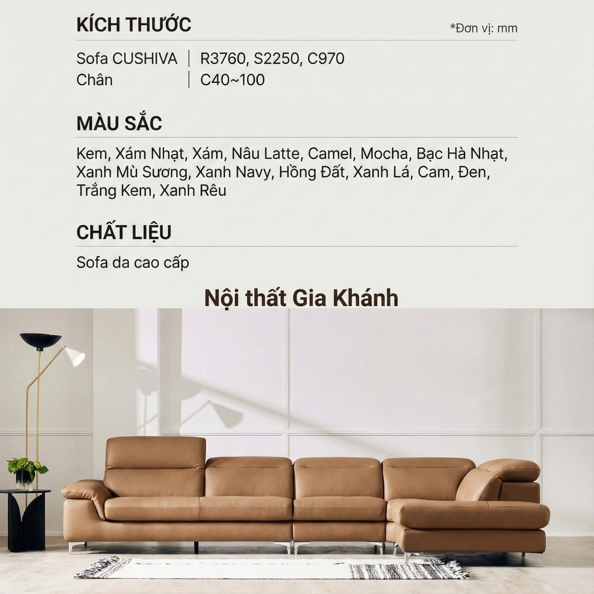 Sofa CUSHIVA – Sofa Da Cao Cấp 6 Chỗ Góc L Hiện Đại Sang Trọng