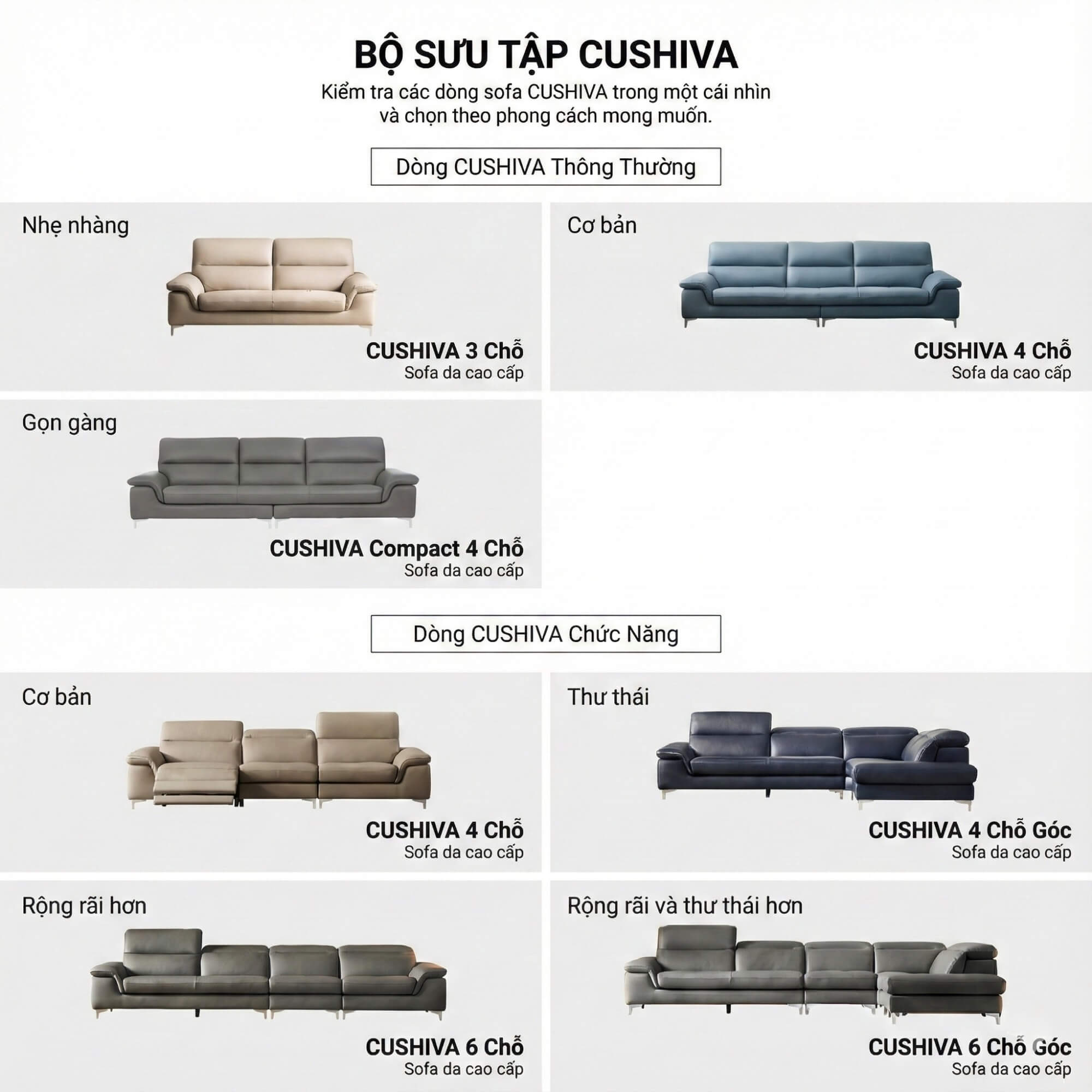 Sofa CUSHIVA – Sofa Da Cao Cấp 6 Chỗ Góc L Hiện Đại Sang Trọng