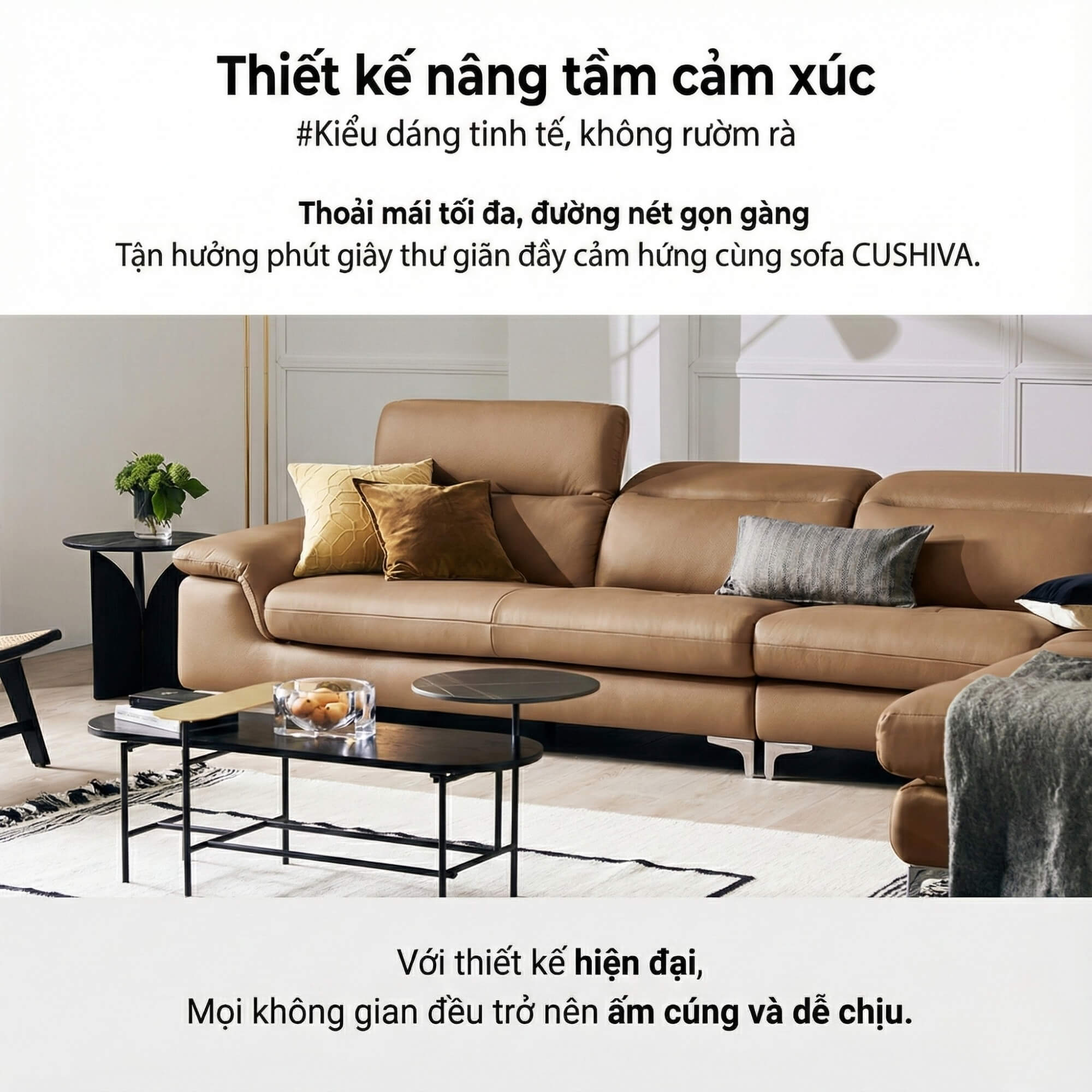 Sofa CUSHIVA – Sofa Da Cao Cấp 6 Chỗ Góc L Hiện Đại Sang Trọng
