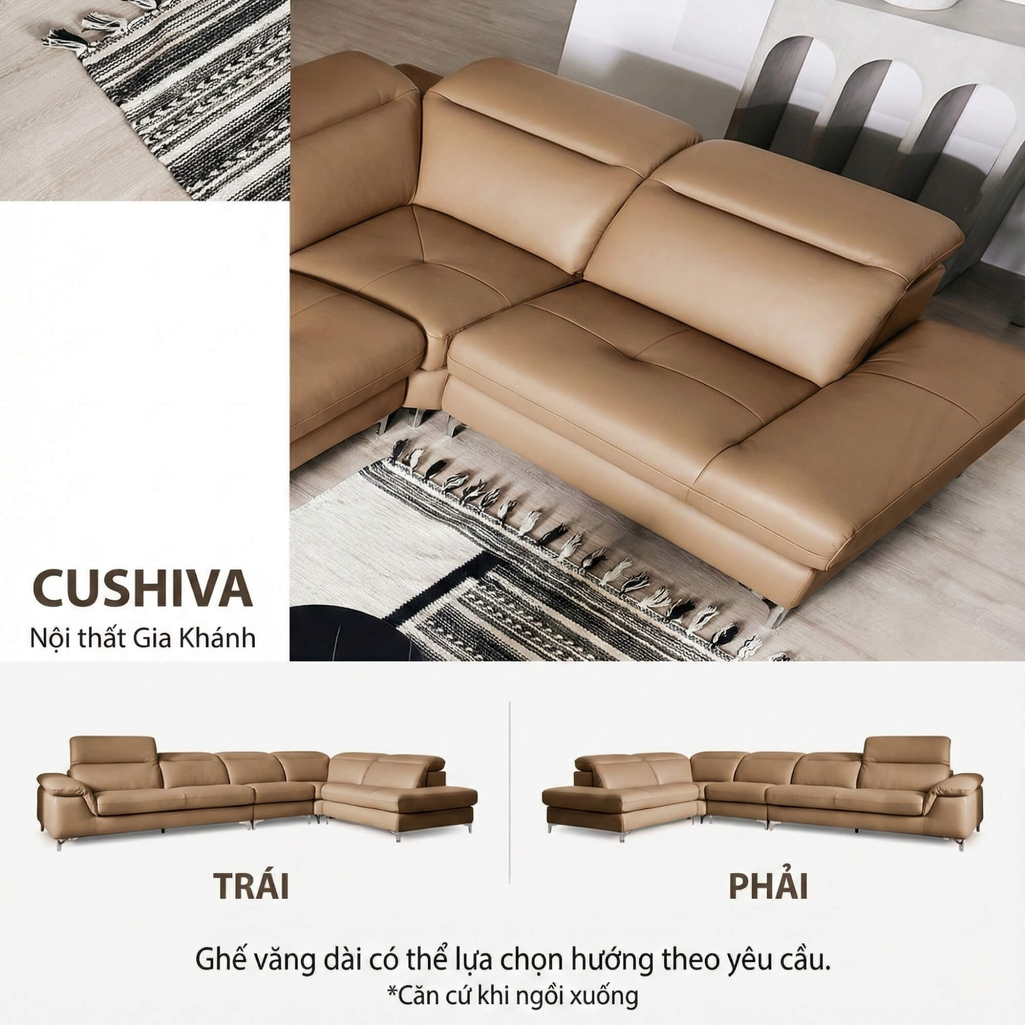Sofa CUSHIVA – Sofa Da Cao Cấp 6 Chỗ Góc L Hiện Đại Sang Trọng
