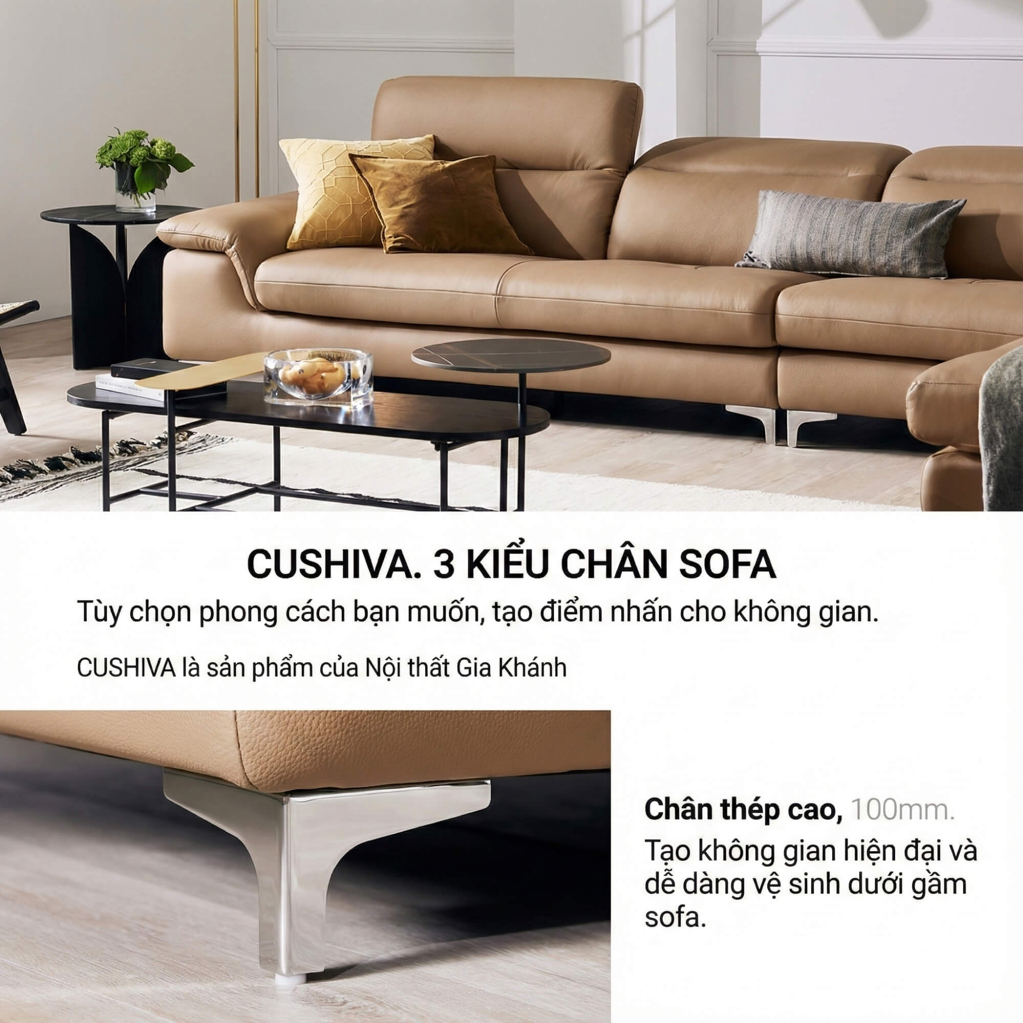 Sofa CUSHIVA – Sofa Da Cao Cấp 6 Chỗ Góc L Hiện Đại Sang Trọng