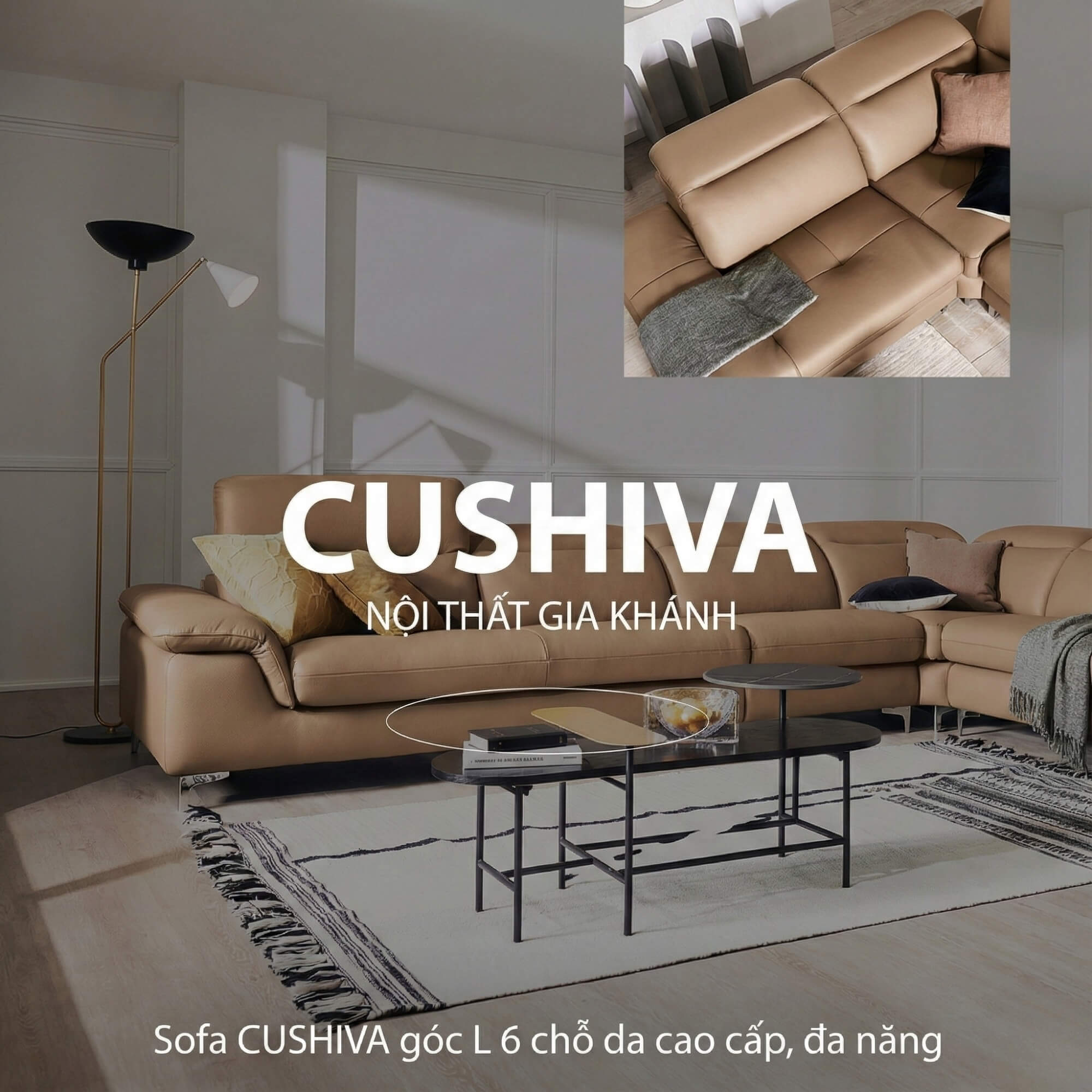 Sofa CUSHIVA – Sofa Da Cao Cấp 6 Chỗ Góc L Hiện Đại Sang Trọng