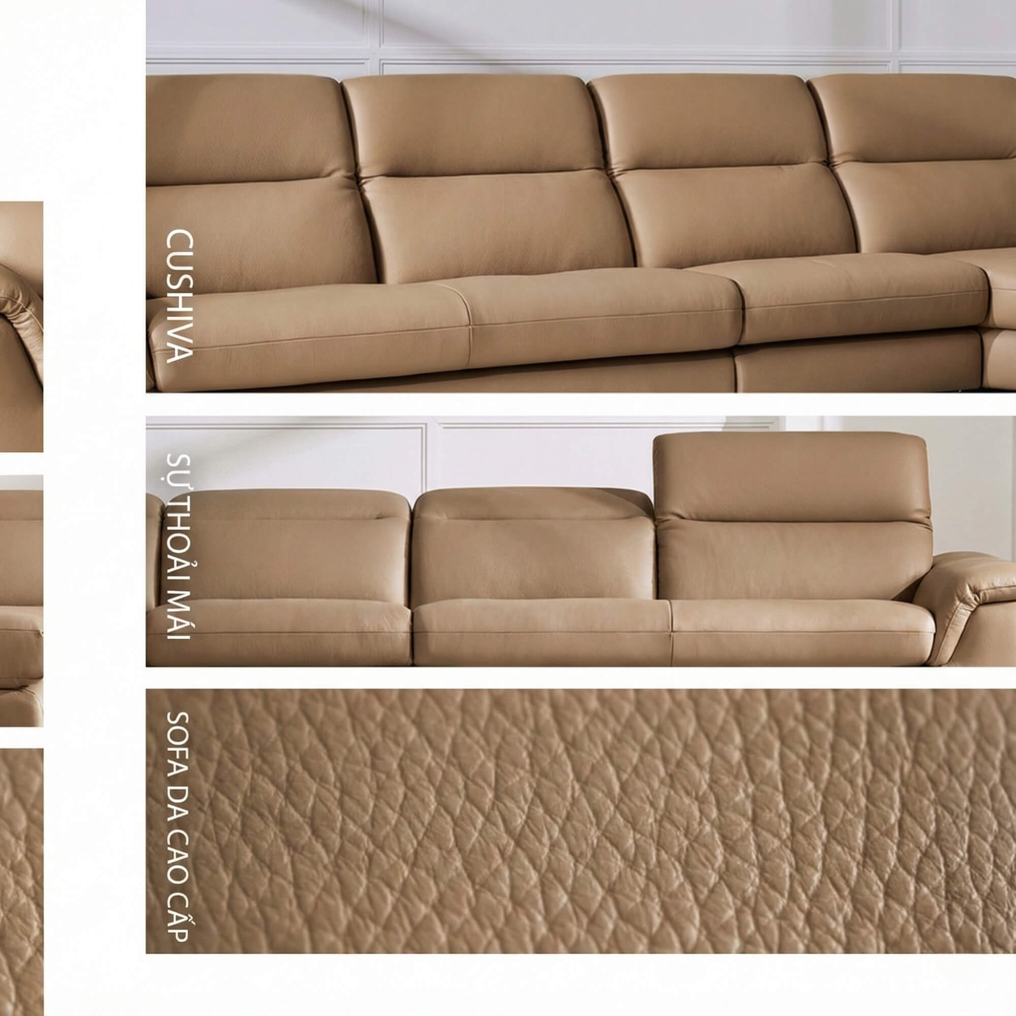 Sofa CUSHIVA – Sofa Da Cao Cấp 6 Chỗ Góc L Hiện Đại Sang Trọng