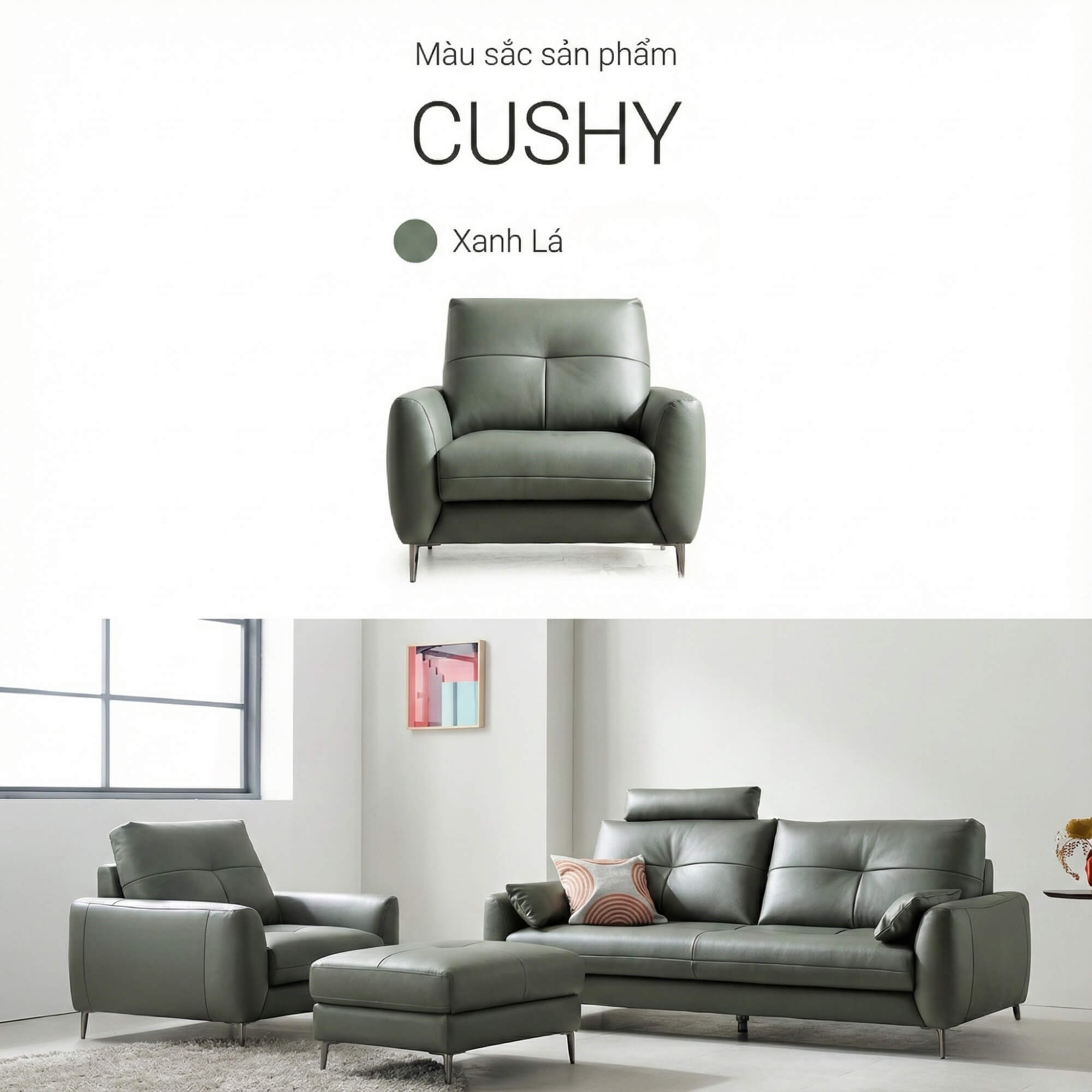 Sofa CUSHY - Sofa Đơn Bọc Da Thư Giãn Cho Gia Đình