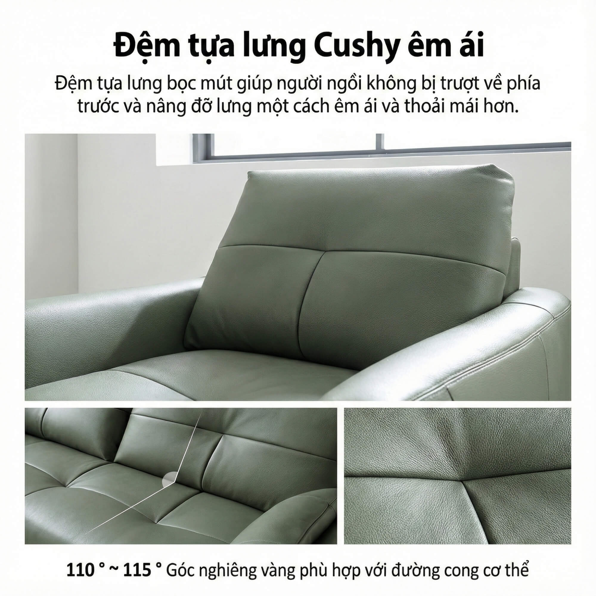 Sofa CUSHY - Sofa Đơn Bọc Da Thư Giãn Cho Gia Đình