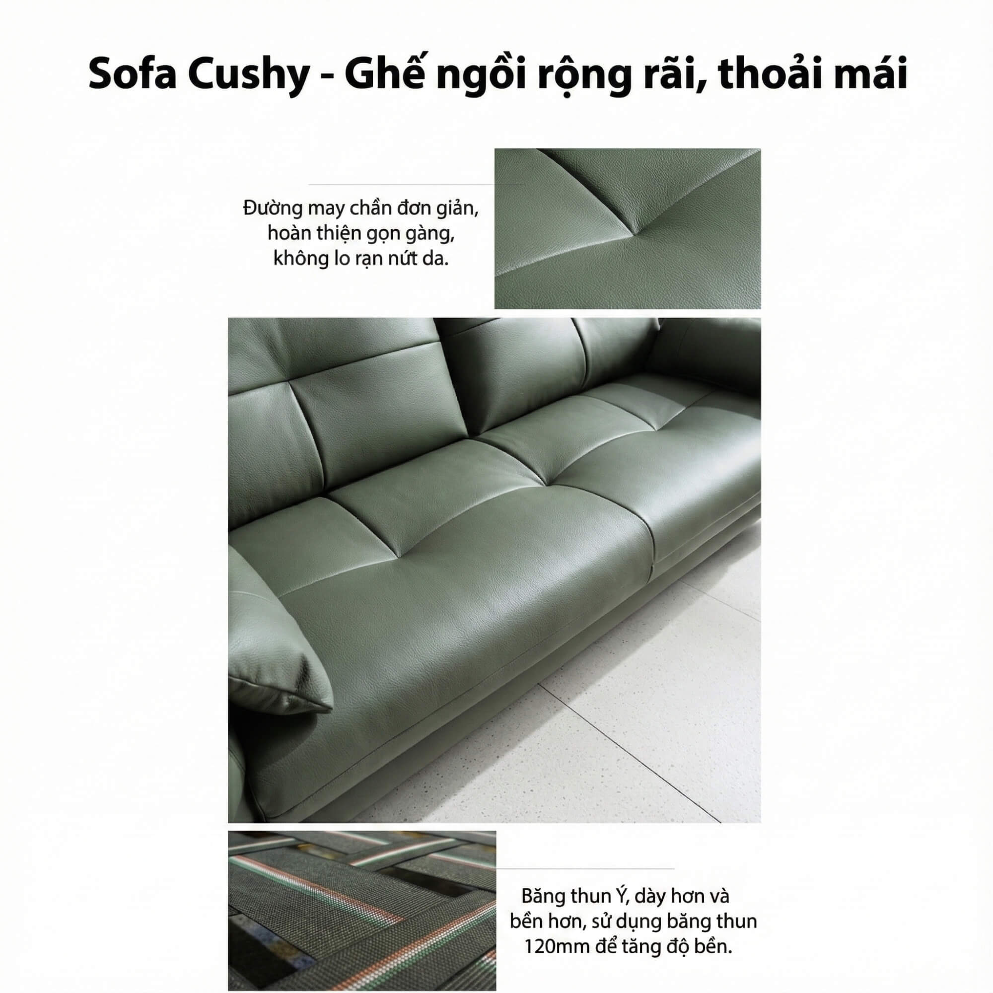 Sofa CUSHY - Sofa Đơn Bọc Da Thư Giãn Cho Gia Đình