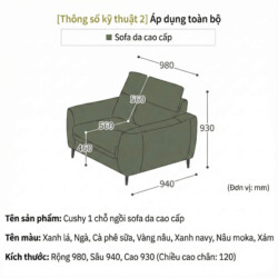 Sofa CUSHY - Sofa Đơn Bọc Da Thư Giãn Cho Gia Đình
