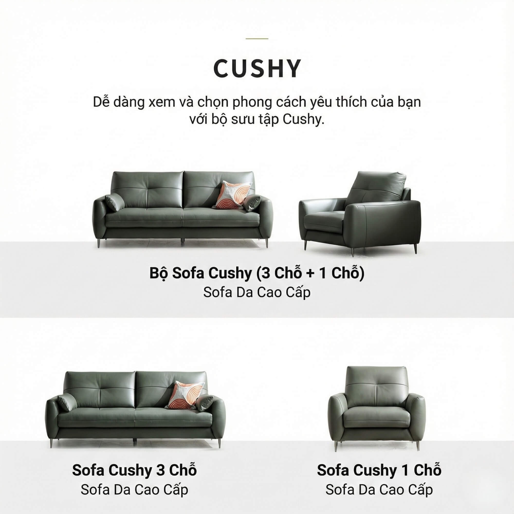 Sofa CUSHY - Sofa Đơn Bọc Da Thư Giãn Cho Gia Đình