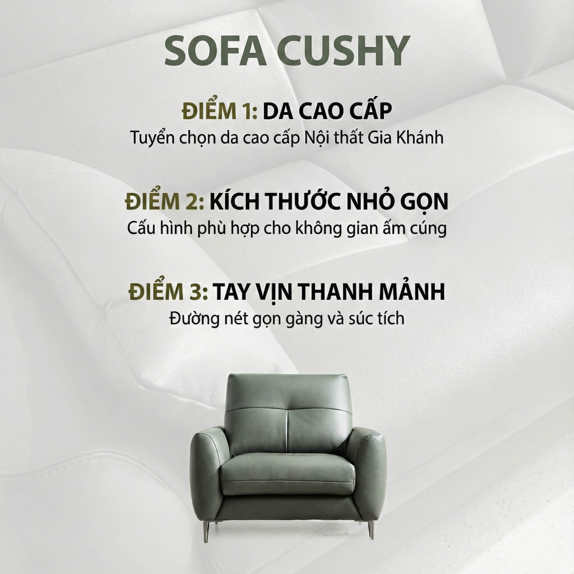 Sofa CUSHY - Sofa Đơn Bọc Da Thư Giãn Cho Gia Đình