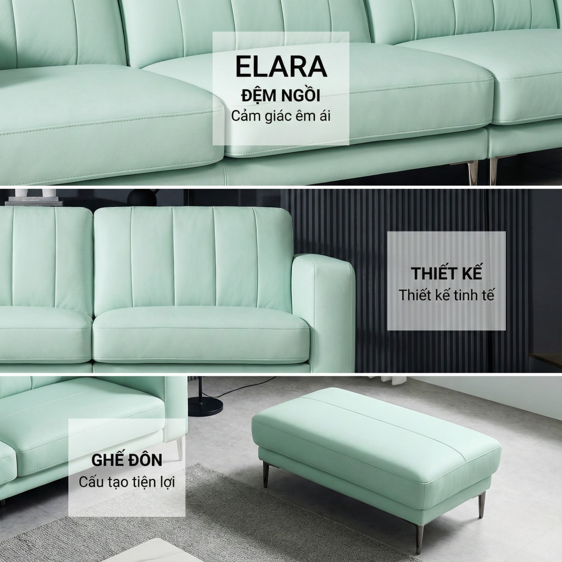 Sofa ELARA - Sofa Hiện Đại Kiểu Dáng Retro Cao Cấp Đem Lại Cảm Giác Thoải Mái