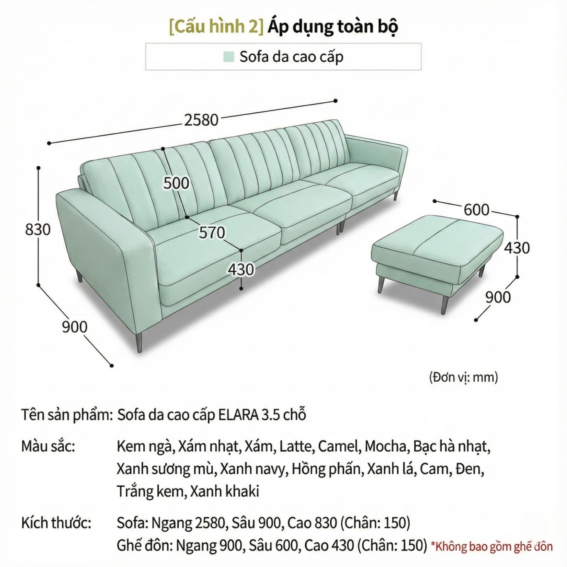 Sofa ELARA - Sofa Hiện Đại Kiểu Dáng Retro Cao Cấp Đem Lại Cảm Giác Thoải Mái