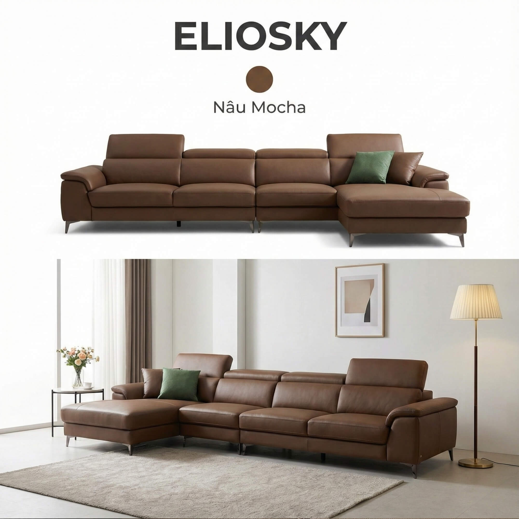 Sofa ELIOSKY - Sofa Góc Có Tựa Đầu Thông Minh Thư Giãn Êm Như Mây
