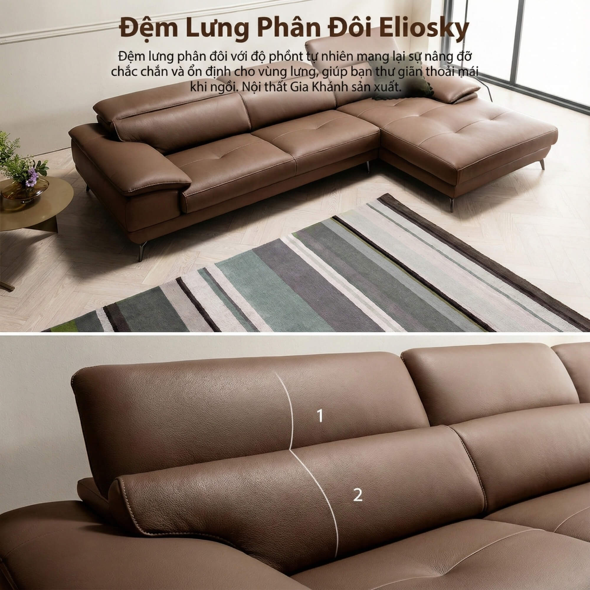 Sofa ELIOSKY - Sofa Góc Có Tựa Đầu Thông Minh Thư Giãn Êm Như Mây