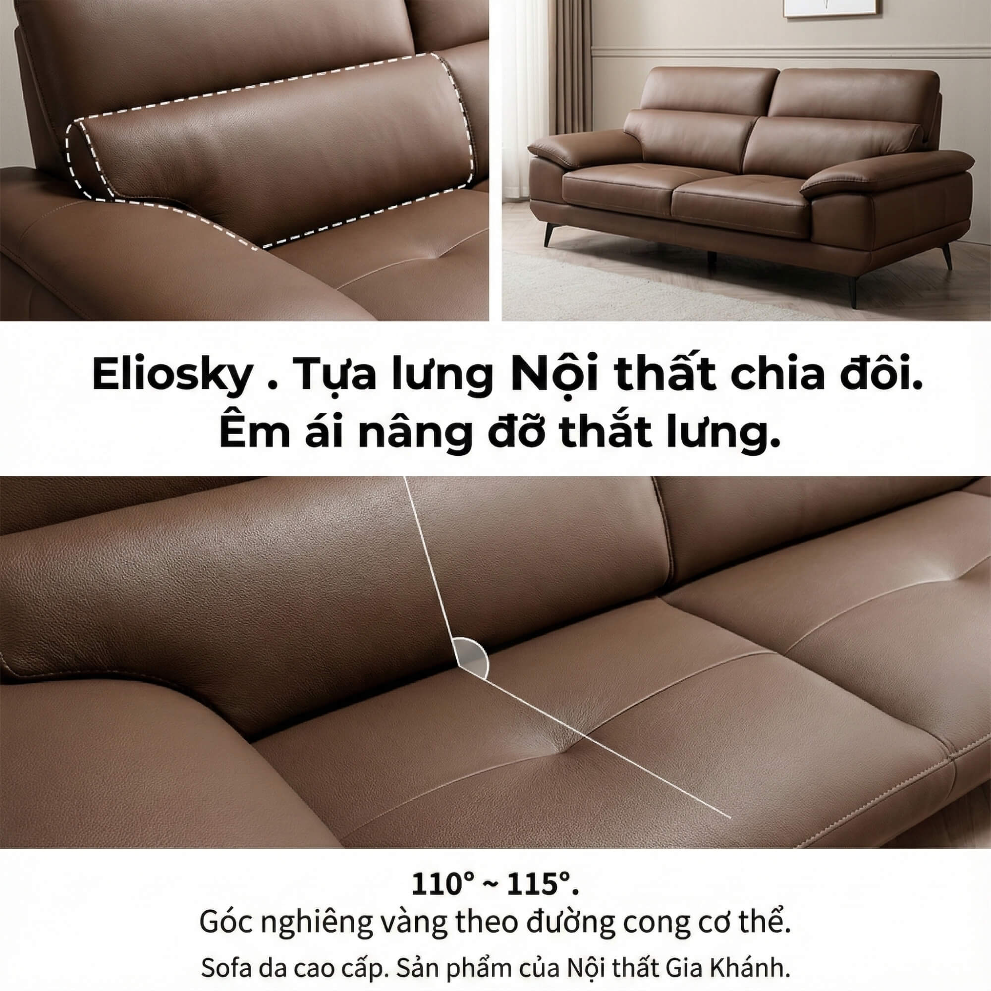 Sofa ELIOSKY - Sofa Góc Có Tựa Đầu Thông Minh Thư Giãn Êm Như Mây