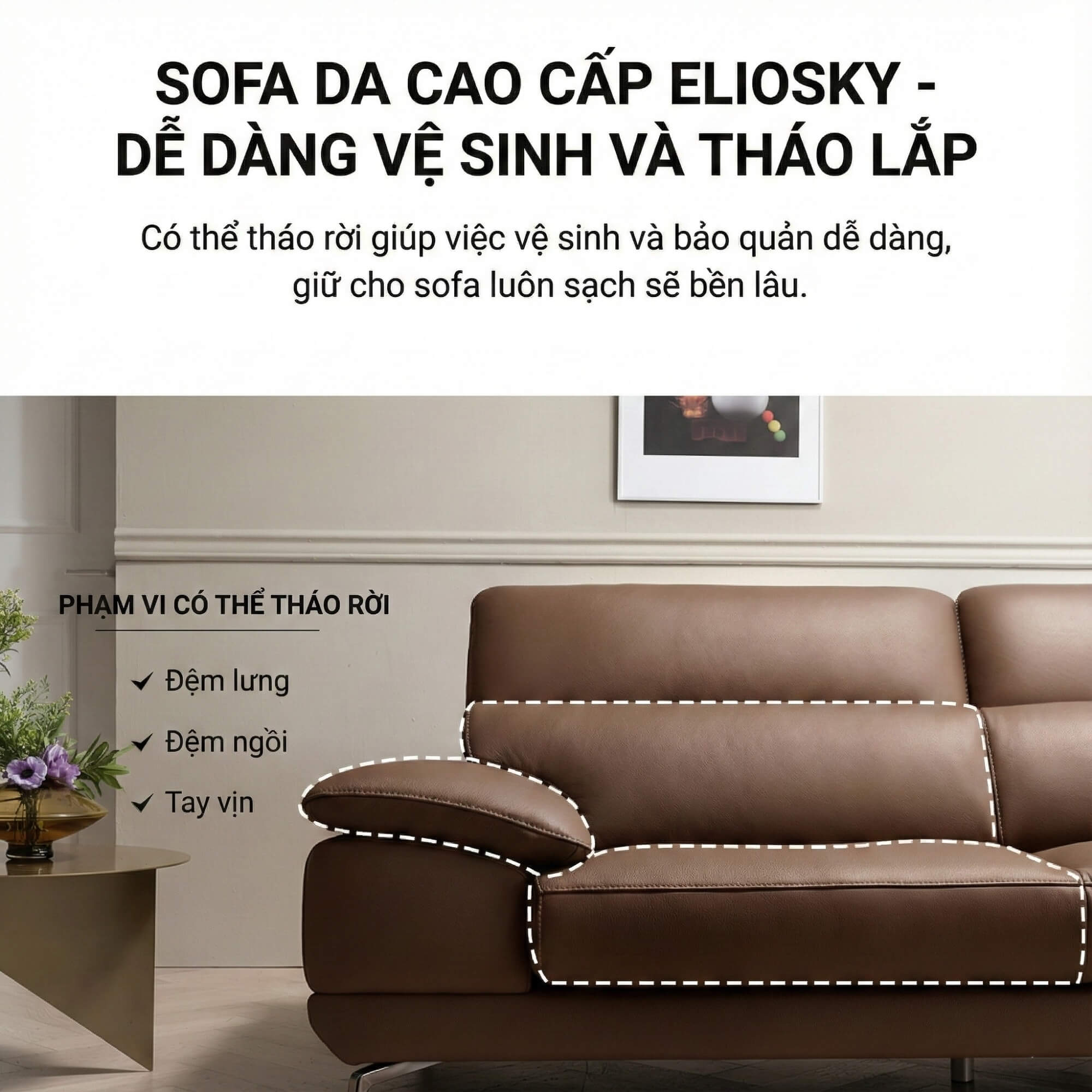 Sofa ELIOSKY - Sofa Góc Có Tựa Đầu Thông Minh Thư Giãn Êm Như Mây